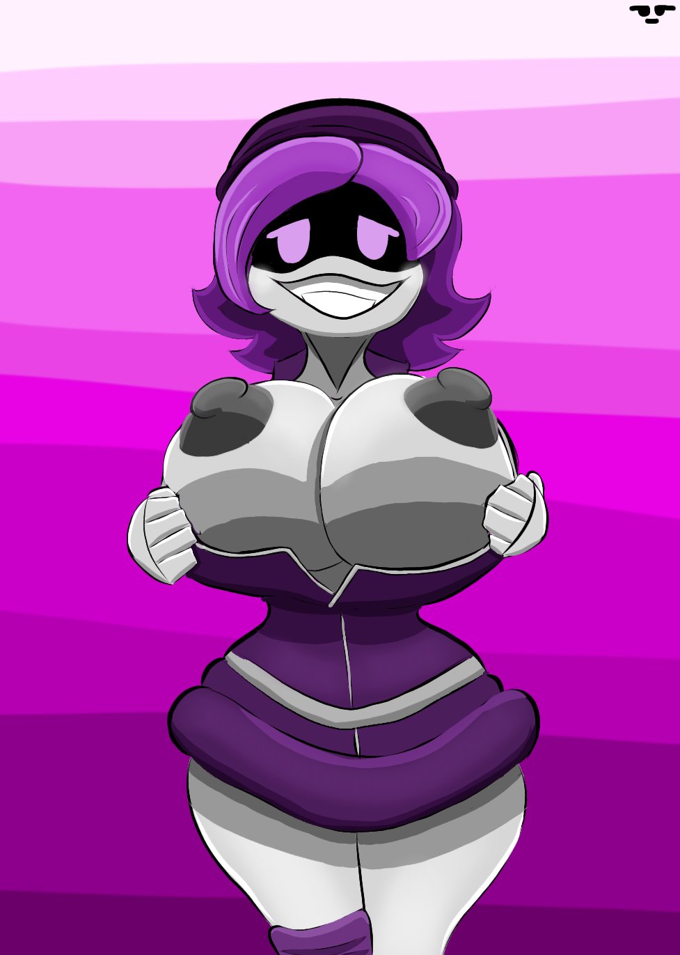 big breasts, breasts, droid, exposed, exposed breasts, exposed nipples, female, female only, female robot, hyper breasts, invognite, murder drones, poorly drawn, uzi (murder drones)
