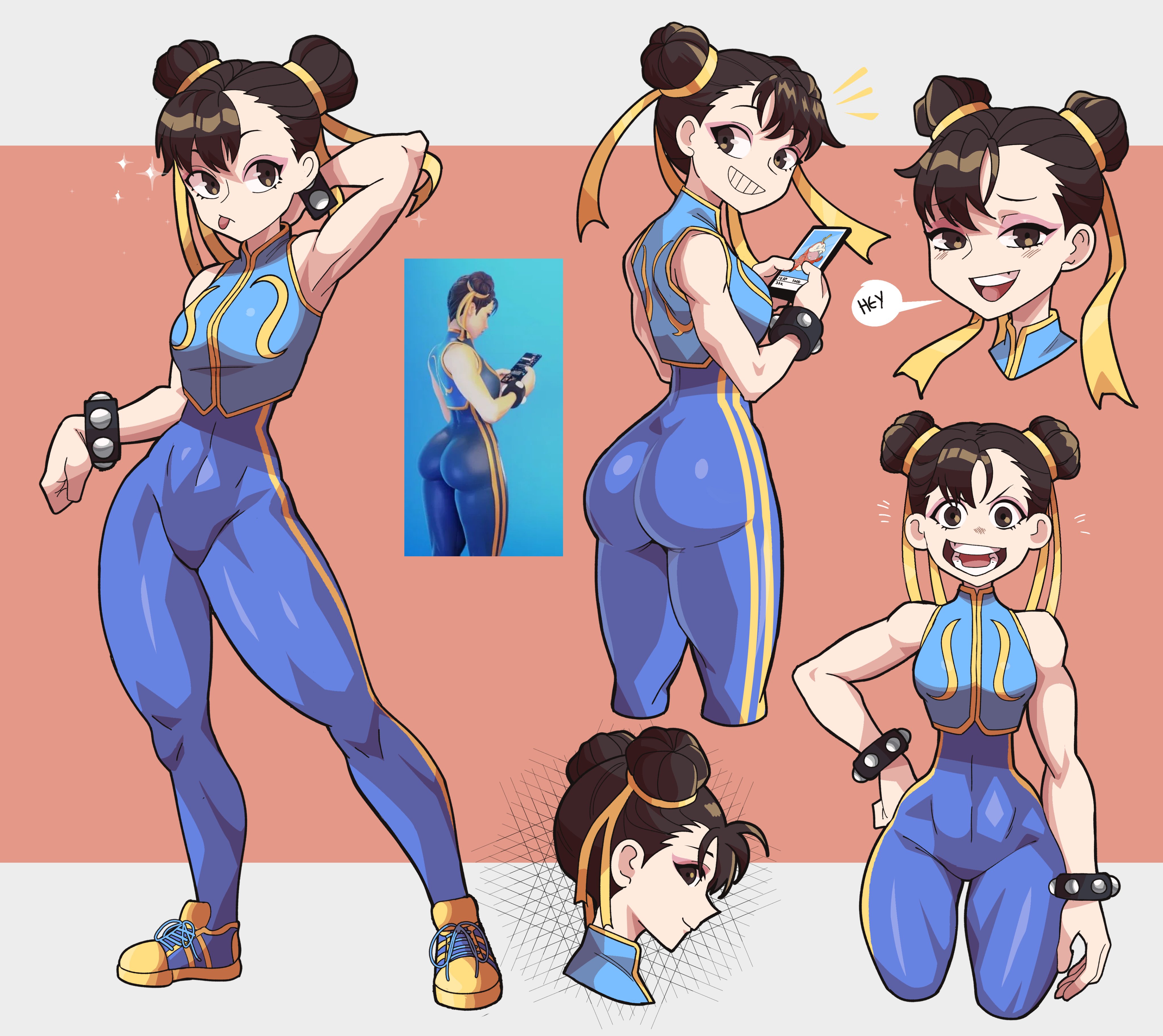 ass, big ass, big butt, capcom, chun-li, cute face, female, mg99, spiked bracelet, street fighter, street fighter alpha, tagme
