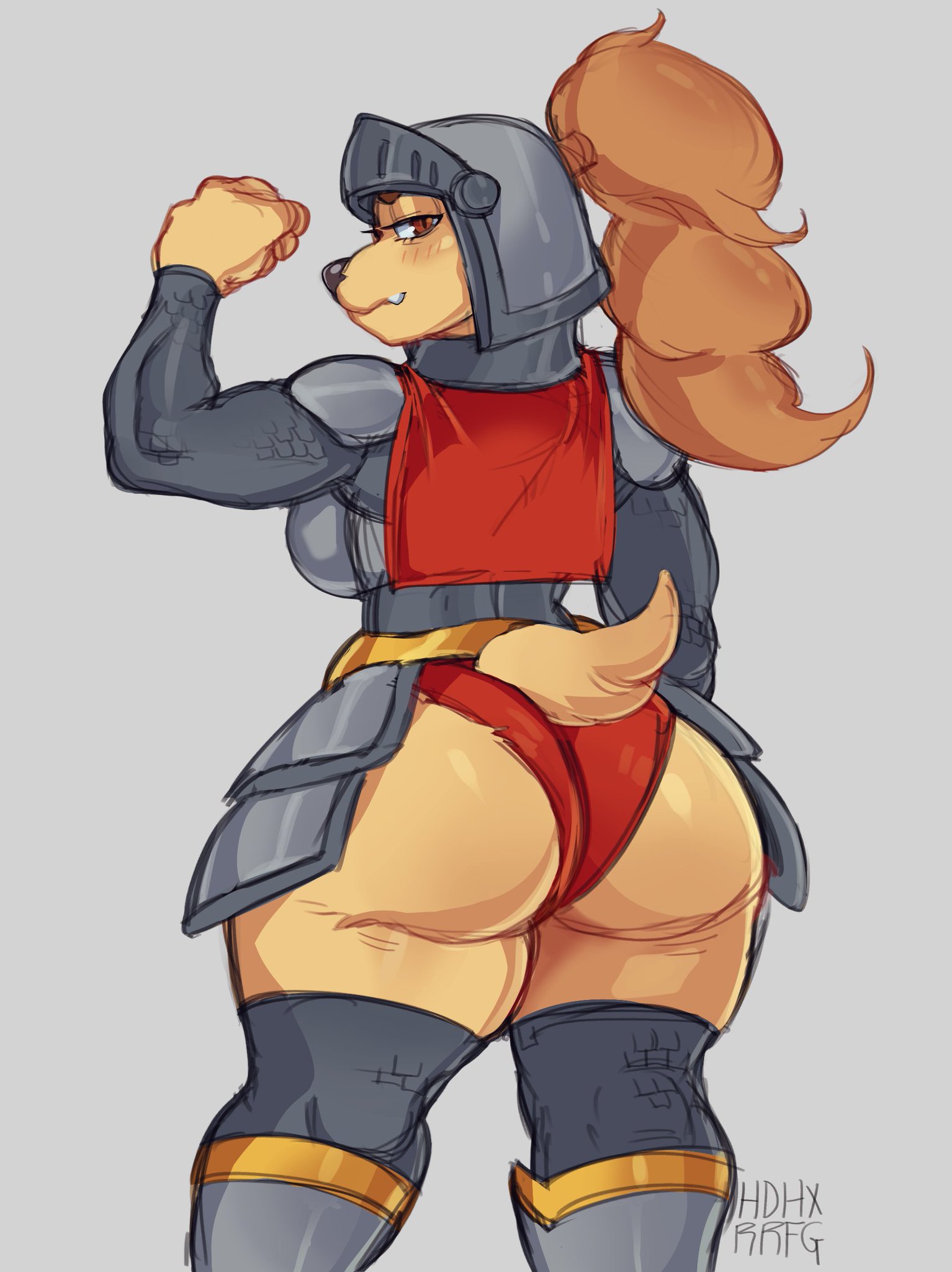 amelia steelheart, anthro, ass, breasts, female, furry, mdbluesart, no pants, panties, red panties, simplifypm, tagme, thighhighs