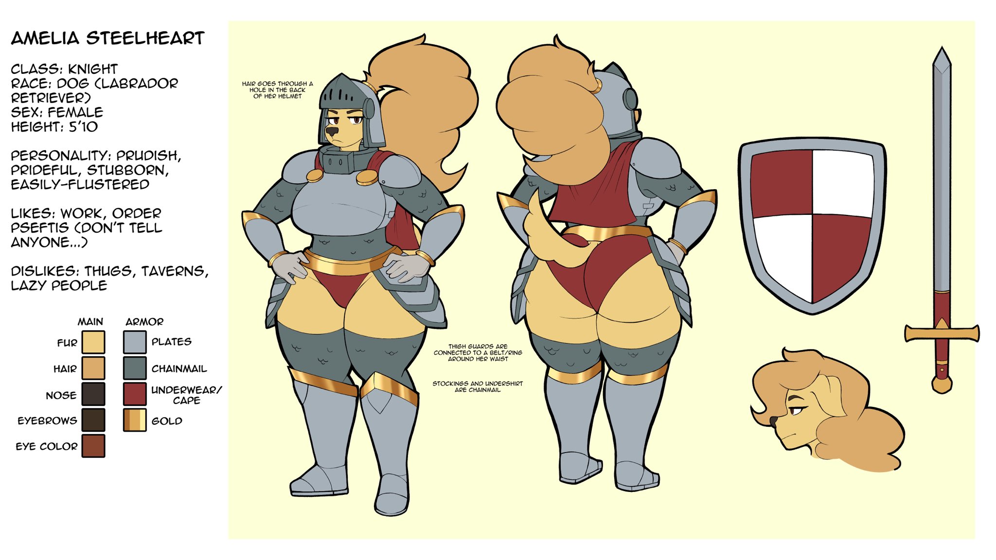amelia steelheart, anthro, ass, breasts, character sheet, female, furry, no pants, panties, red panties, simplifypm, tagme, thighhighs