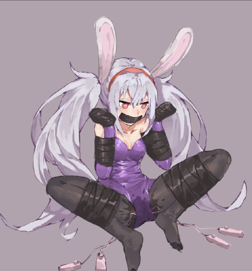 azur lane, bitchsuit, bondage, bunny ears, bunnysuit, laffey (azur lane), petplay