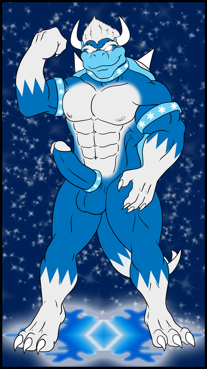 2013 abs anthro balls biceps big_muscles brumal claws cock_ring darius_koopa erection hair koopa looking_at_viewer male male_only mario_(series) muscles nintendo nipples nude penis pose scalie shell snowflake solo white_hair white_skin