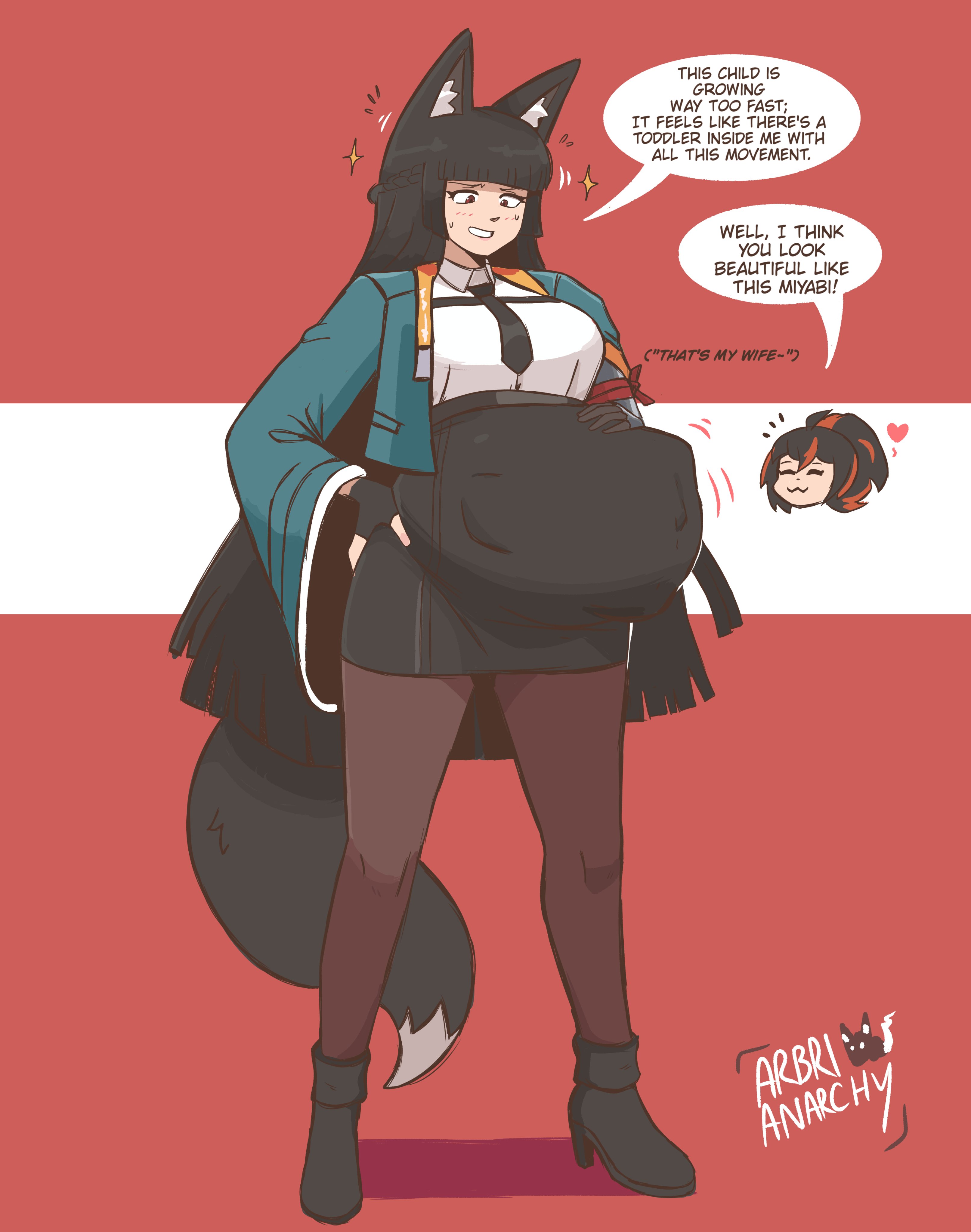 alternative version, arbrianarchy, english dialogue, english text, female, high heel boots, high heels, hollow special operations section 6, hoshimi miyabi, pregnant, pregnant female, super belly, zenless zone zero
