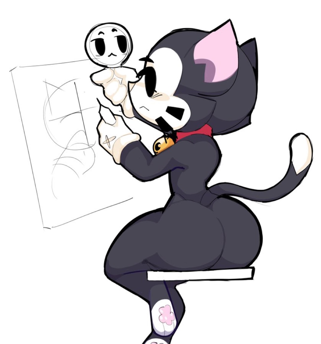 big ass, brawl stars, cat humanoid, drawing, fat ass, feline, femboy, feminine body, feminine male, kit (brawl stars), reference image, self portrait, syko