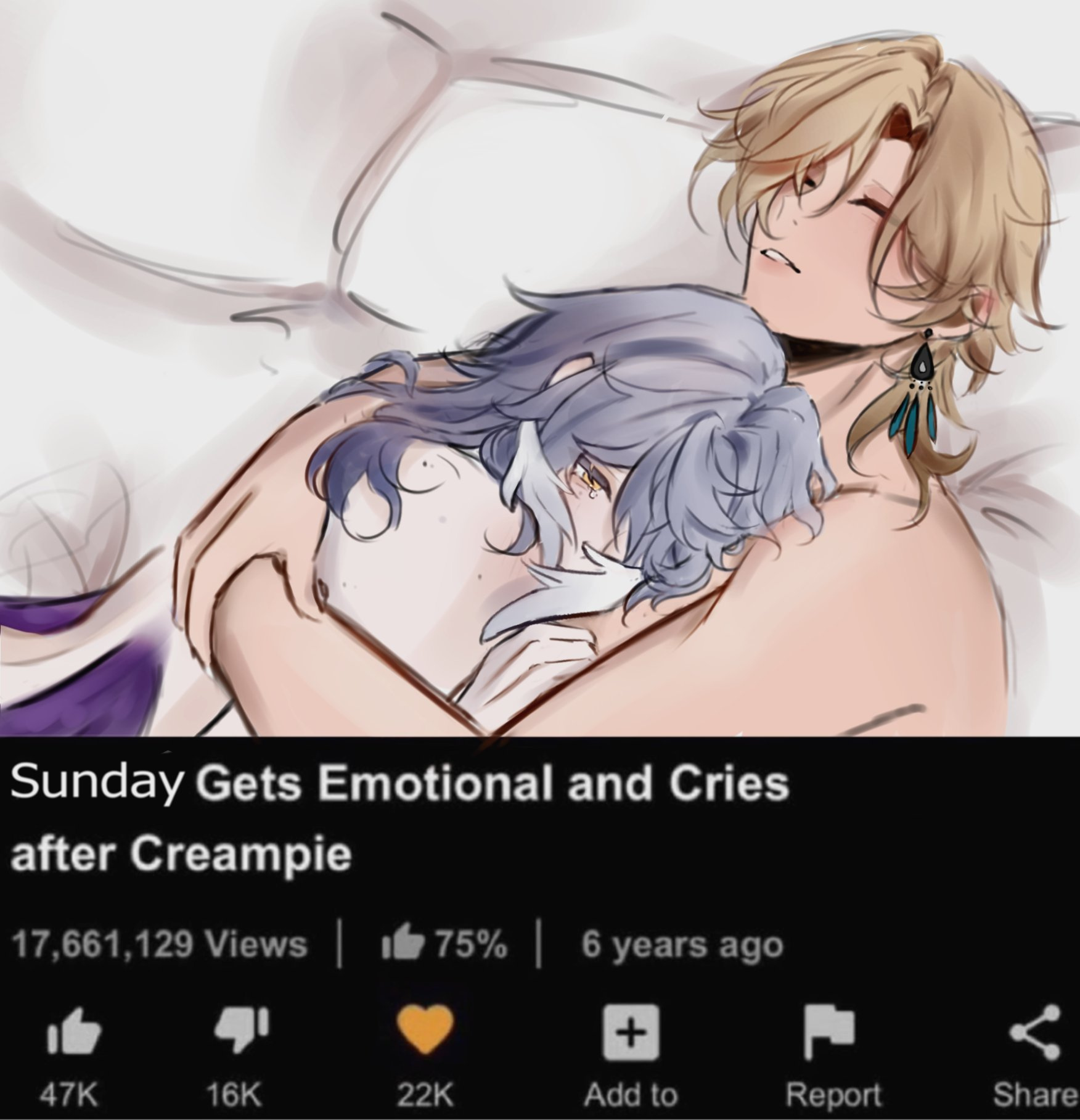 2boys, after sex, aftercare, aventurine (honkai: star rail), crying, gay, honkai: star rail, sunday (honkai: star rail), yaoi