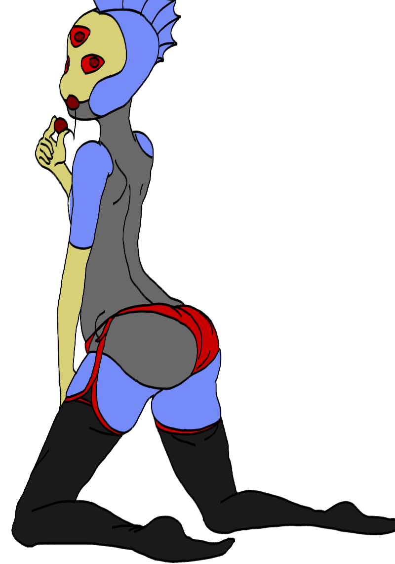 3_eyes alien cherries cherry fin fish hips hylotl lingerie looking_back male male_only mochizuki multi_eye panties red_eyes solo starbound