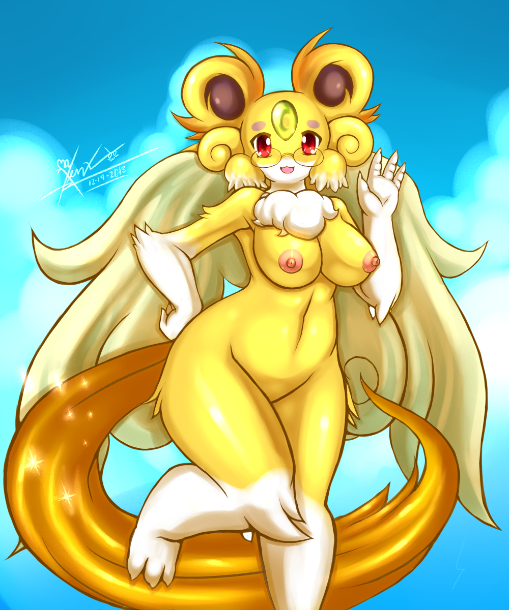 anthro breasts female fur gem mn_xenx nude puzzle_&_dragons sunlight_carbuncle