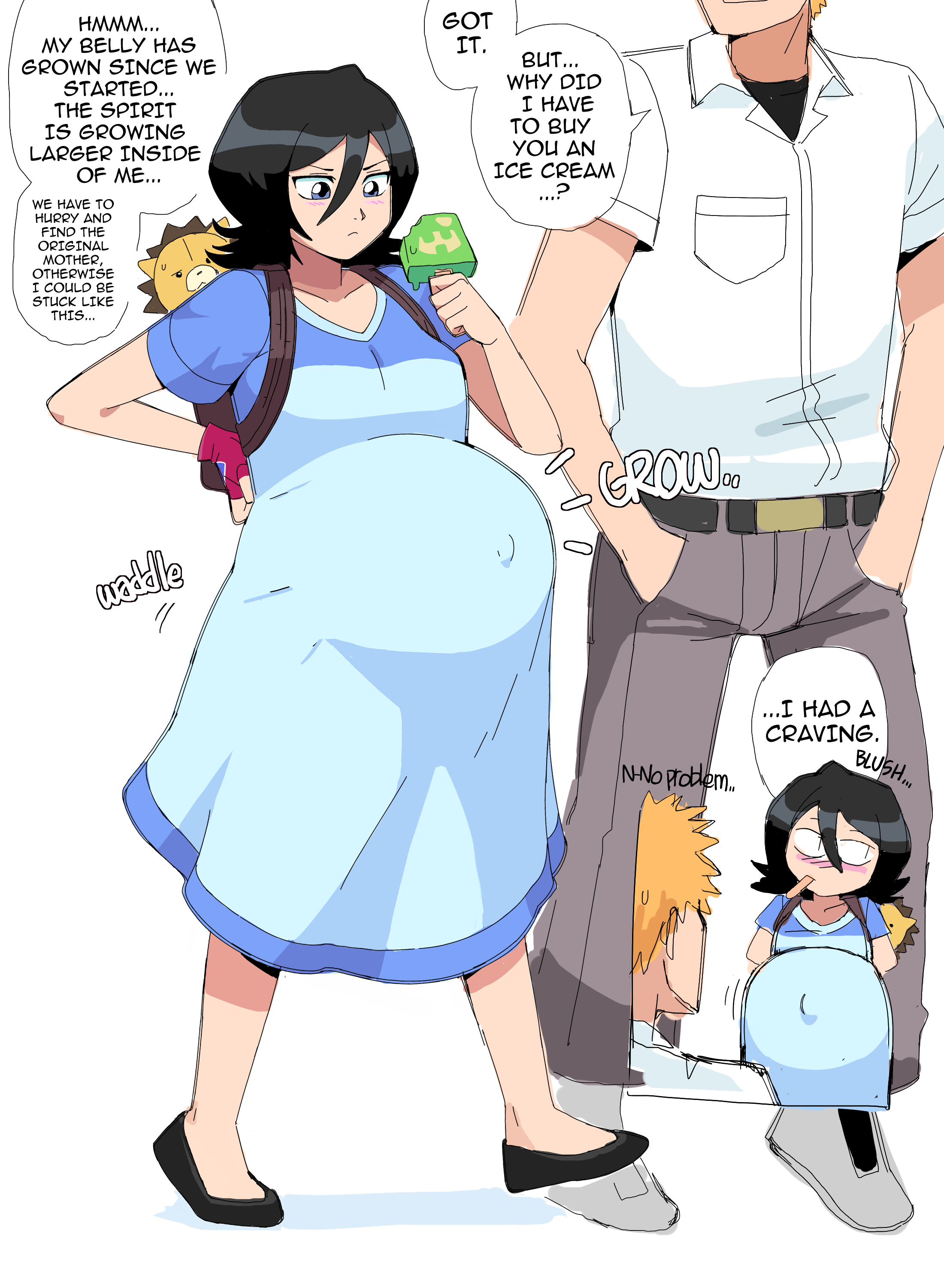 1girls, bleach, blush, dark hair, dr-worm, dress, female, ichigo kurosaki, kuchiki rukia, lewdlemage, maternity clothes, maternity dress, pregnancy cravings, pregnant, pregnant belly, pregnant female, ready to pop, short black hair, short hair, super belly, waddling