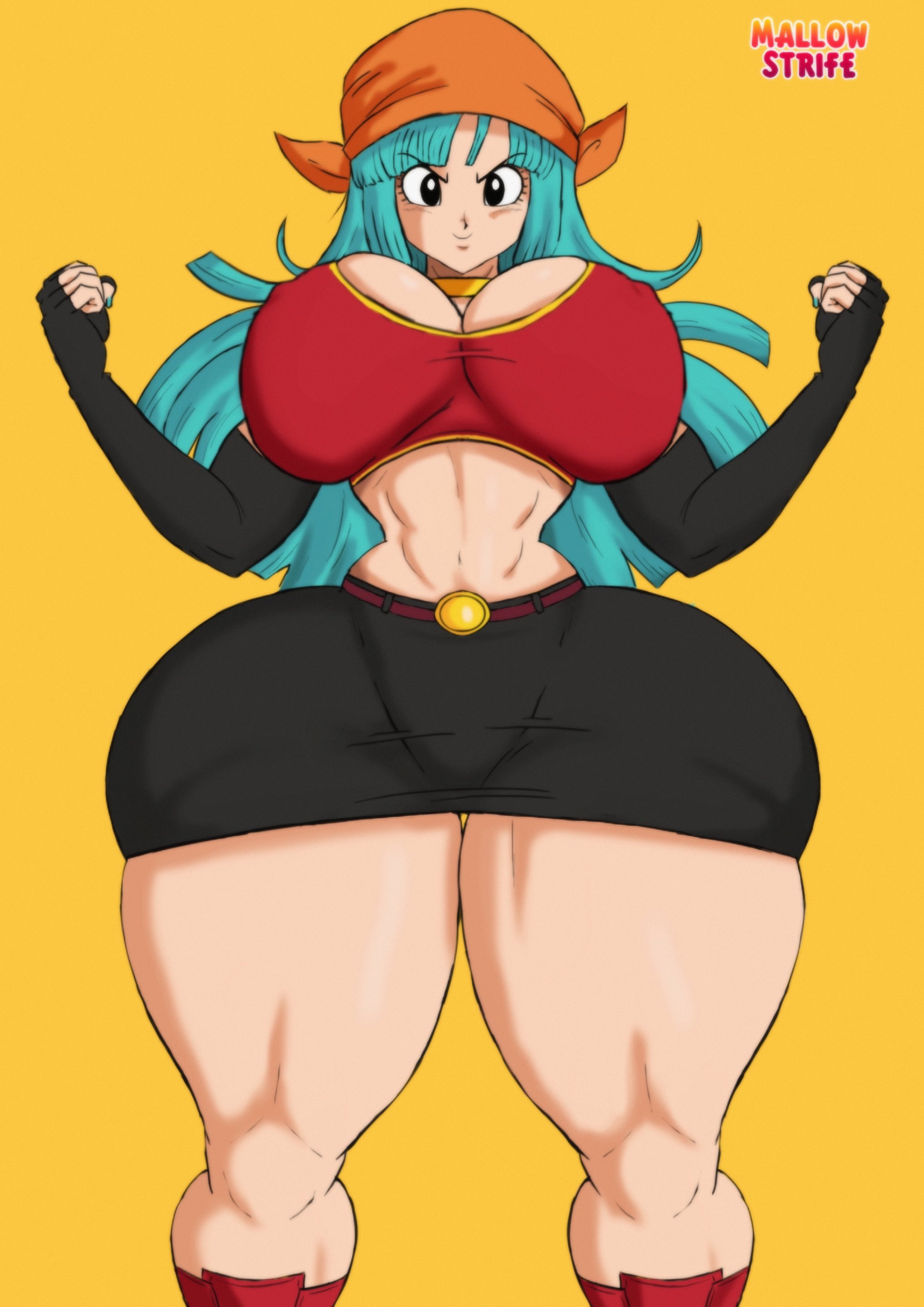 1girls, ass, bra (dragon ball), bra briefs, brapan, breasts, dragon ball, dragon ball fusions, dragon ball gt, female, fusion, huge breasts, hyper, hyper ass, hyper breasts, looking at viewer, mallow strife, massive ass, massive breasts, pan (dragon ball), thick thighs, wide hips