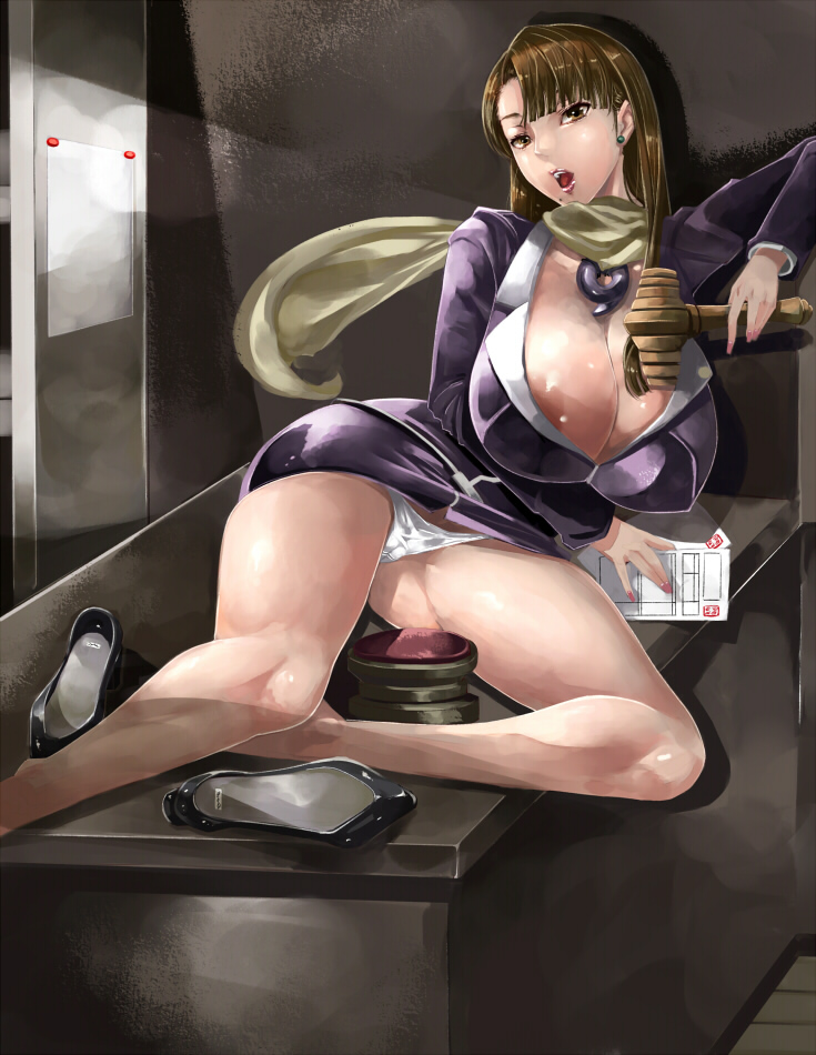 1girls 2d ace_attorney areola_slip areolae breasts brown_hair cameltoe capcom cevoy cleavage color curvy female female_only gavel gyakuten_saiban high_heels huge_breasts large_areolae lawyer long_hair magatama mia_fey panties pussy skirt skirt_lift solo suit upskirt white_panties wide_hips