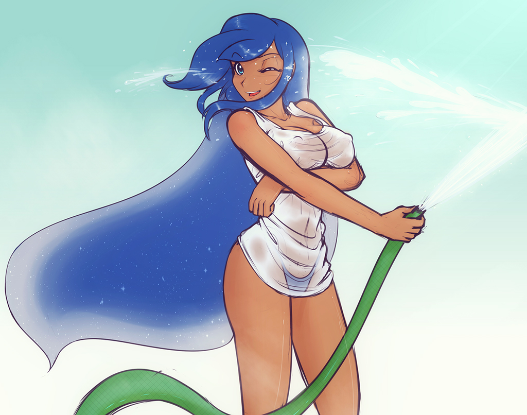 black panties, breasts, cleavage, female, female only, friendship is magic, hasbro, human, humanized, my little pony, panties, princess luna (mlp), scorpdk, smooth skin, solo, translucent, wet t-shirt
