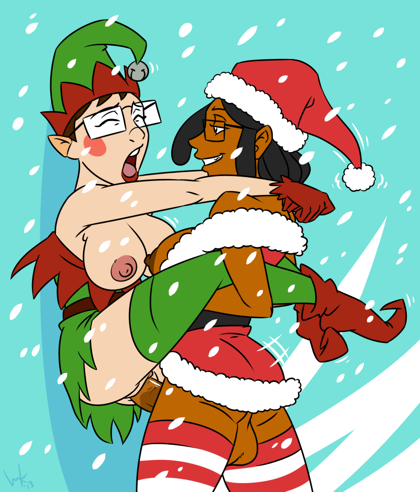 1futa 1girl1futa 1girls aeolus06 areola balls big_breasts big_penis black_hair body_hold breasts brown_hair busty christmas christmas_elf cleavage costume dark_skin dress elf erect_nipples female futa_on_female futanari glasses hat inkasylum inkette interracial intersex lauren_taylor leg_grab light_skin nipples open_mouth penis riding shoes snow stockings testicles thighhighs tights upright_straddle vaginal_penetration voluptuous