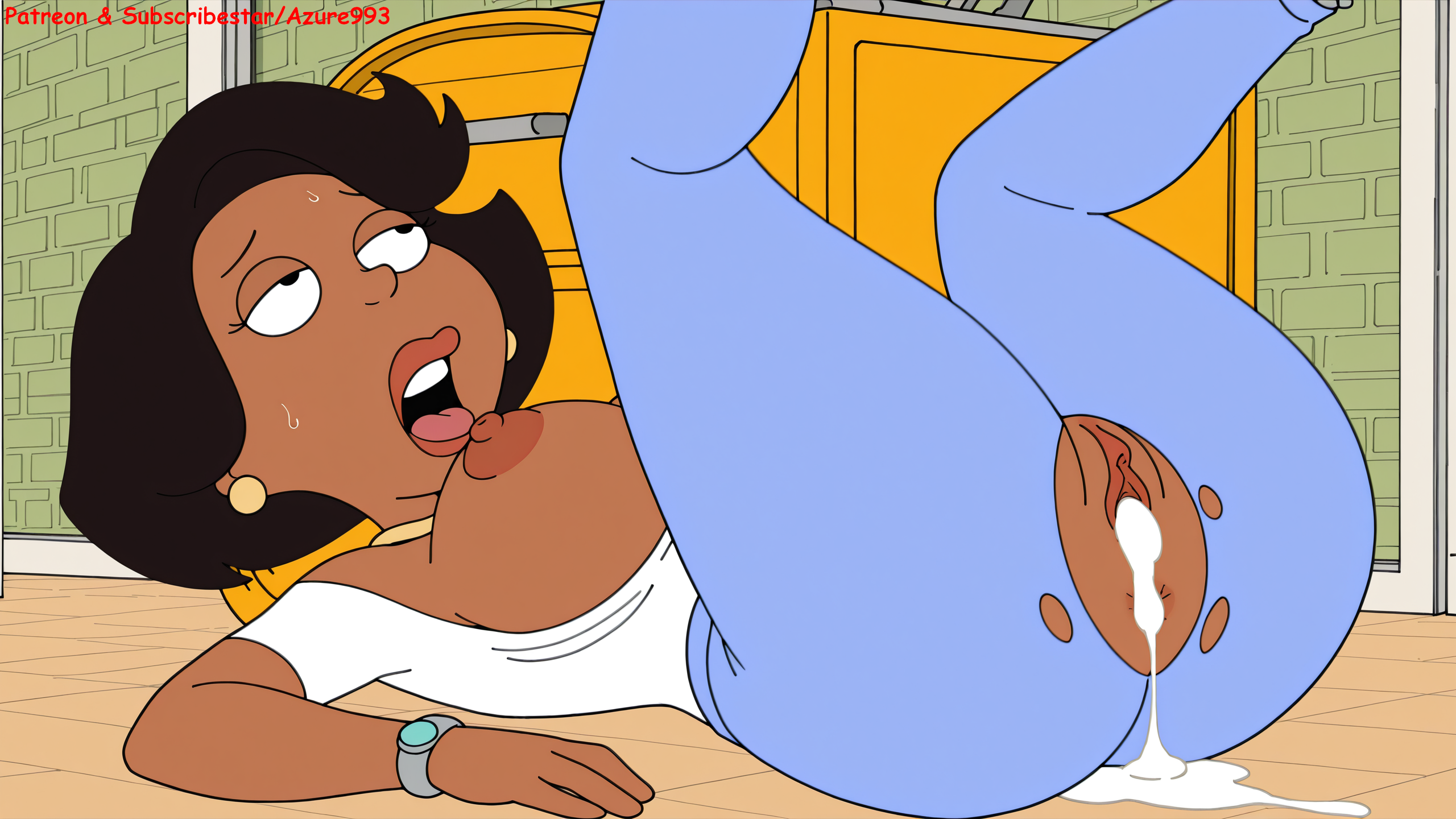 1girls, absurd res, after sex, after vaginal, ai, ai art, ai generated, ass, azure993, black hair, breasts, cum, cum in pussy, dark-skinned female, donna tubbs, family guy, female, female focus, girly, hi res, high quality, high resolution, highres, indoors, lips, lipstick, long hair, makeup, milf, nipples, open mouth, parted lips, pussy, ripped clothing, solo focus, spread legs, the cleveland show, thighs, uncensored