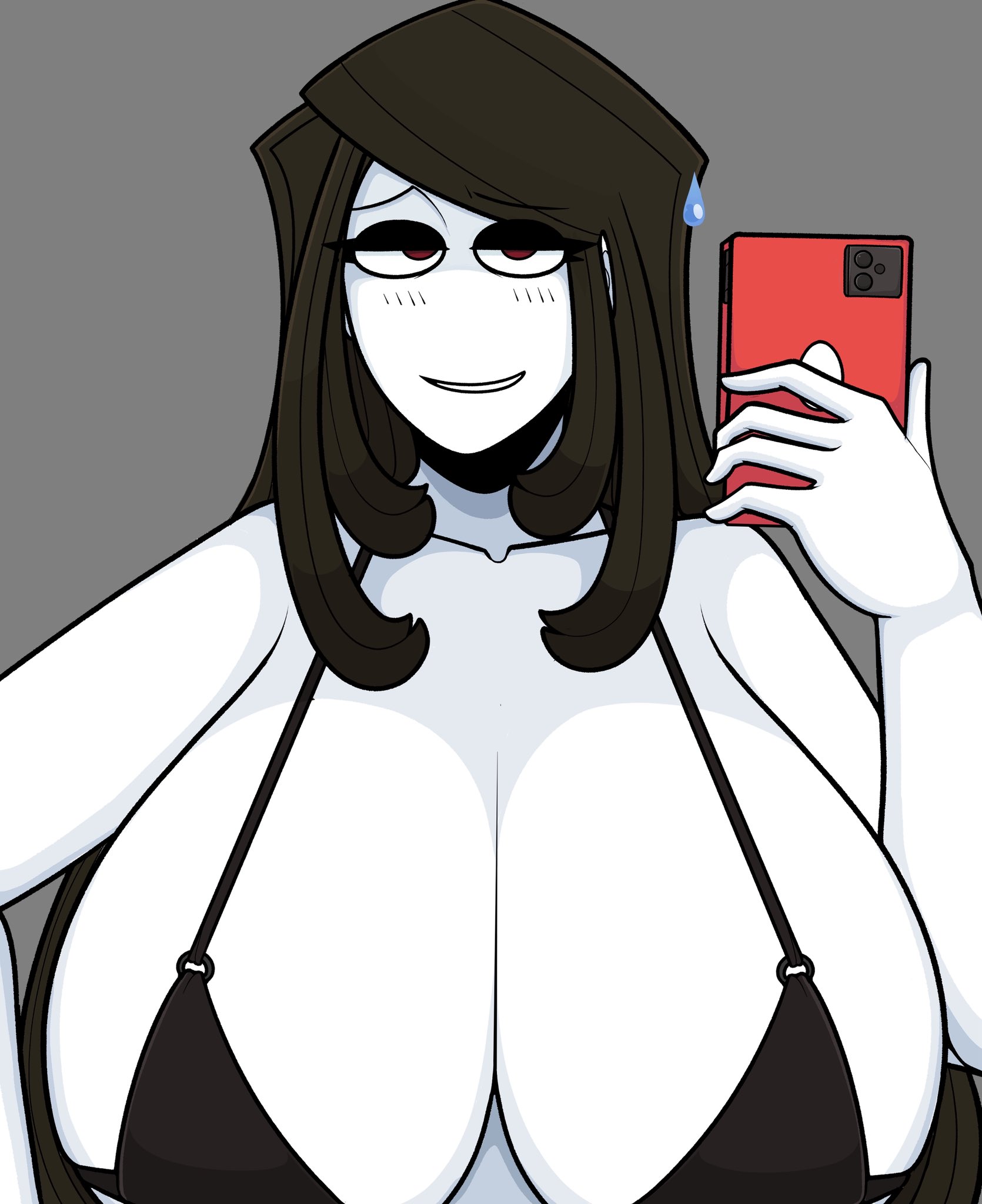 1girls, big boobs, big breasts, bikini, bikini top, boobs, boobs bigger than head, breasts, breasts bigger than head, female, female focus, female only, large boobs, large breasts, light skin, light-skinned female, milf, mother, original, original character, pale skin, pale-skinned female, saltynoodles, veronica's mother (saltynoodles)