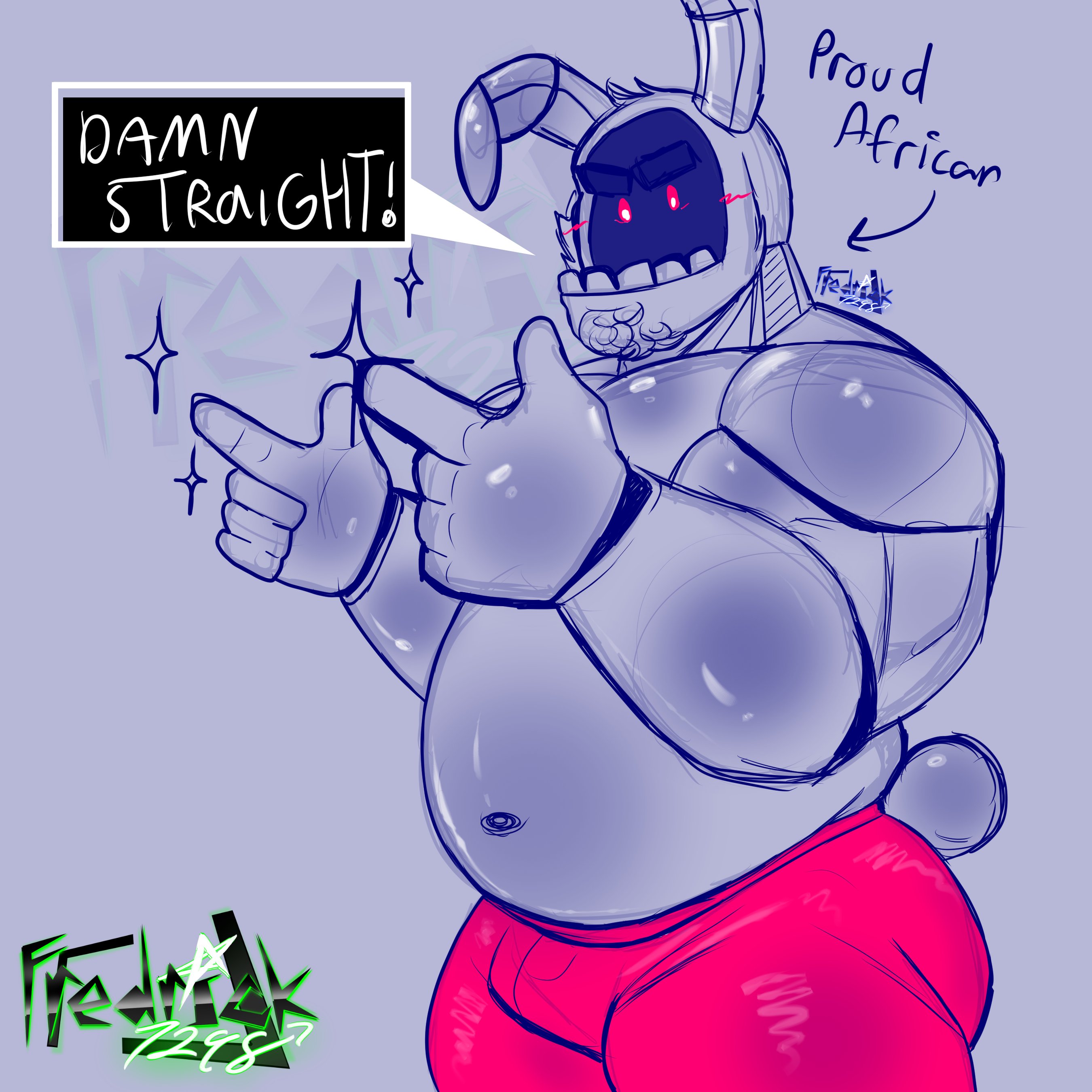 animatronic, anthro, bara, belly, bottomwear, bunny, bunny boy, fat, fat male, five nights at freddy's, five nights at freddy's 2, fnaf, fredrick7298, male, solo, tagme, topless, topless anthro, topless male, withered bonnie, yaoi