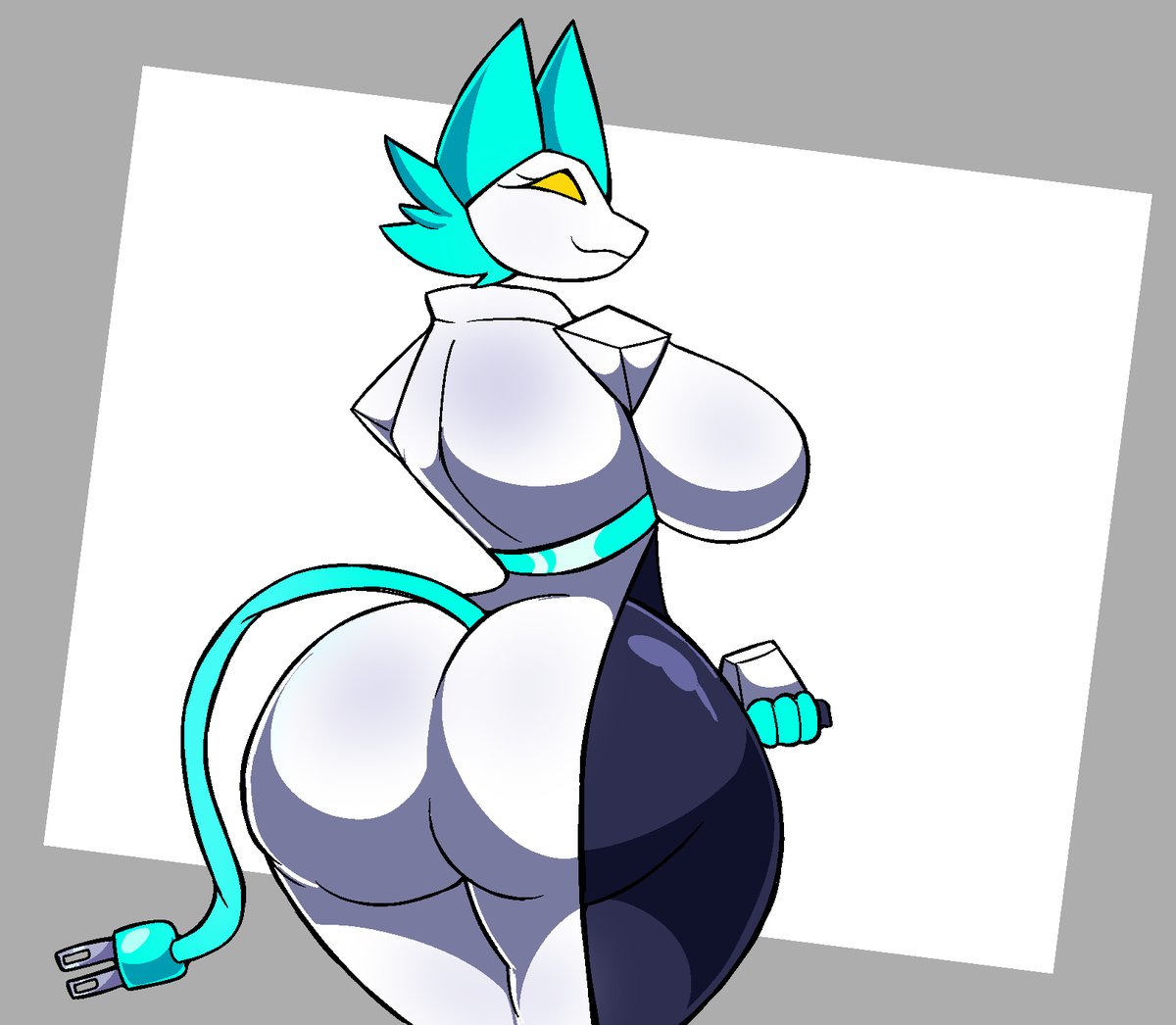 anthro, ass, big breasts, breasts, deltarune, female, furry, robot, tagme, tagme (artist), tasque manager (deltarune)