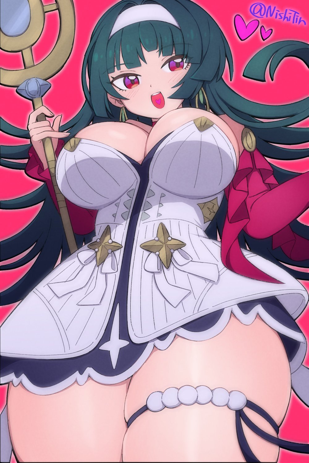 astra yao, big breasts, big thighs, breasts, dark green hair, female, female only, nishitin, white clothing, zenless zone zero