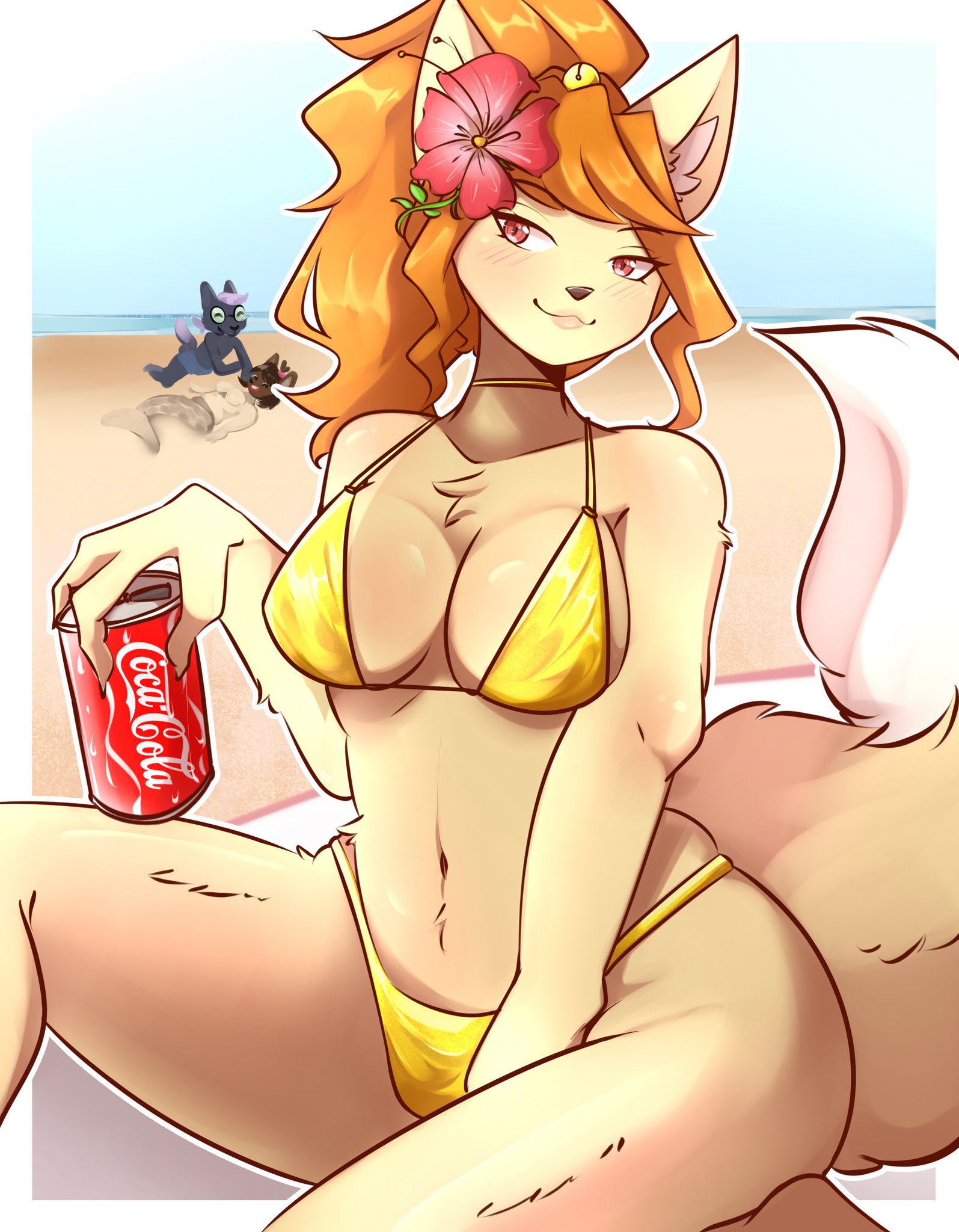 beach, big boobs, big breasts, big tits, bikini, boobs, breasts, ceroba (undertale yellow), ceroba ketsukane, chujin (undertale yellow), chujin ketsukane, coca-cola, female, fur, furry, furry female, huge boobs, huge breast, huge tits, kanako (undertale yellow), kanako ketsukane, kitsune, large boobs, large breasts, large tits, massive boobs, massive breasts, massive tits, tagme (artist), thick thighs, thighs, tits, undertale, undertale (series), undertale au, undertale fanfiction, undertale yellow, yellow bikini, zevulpes