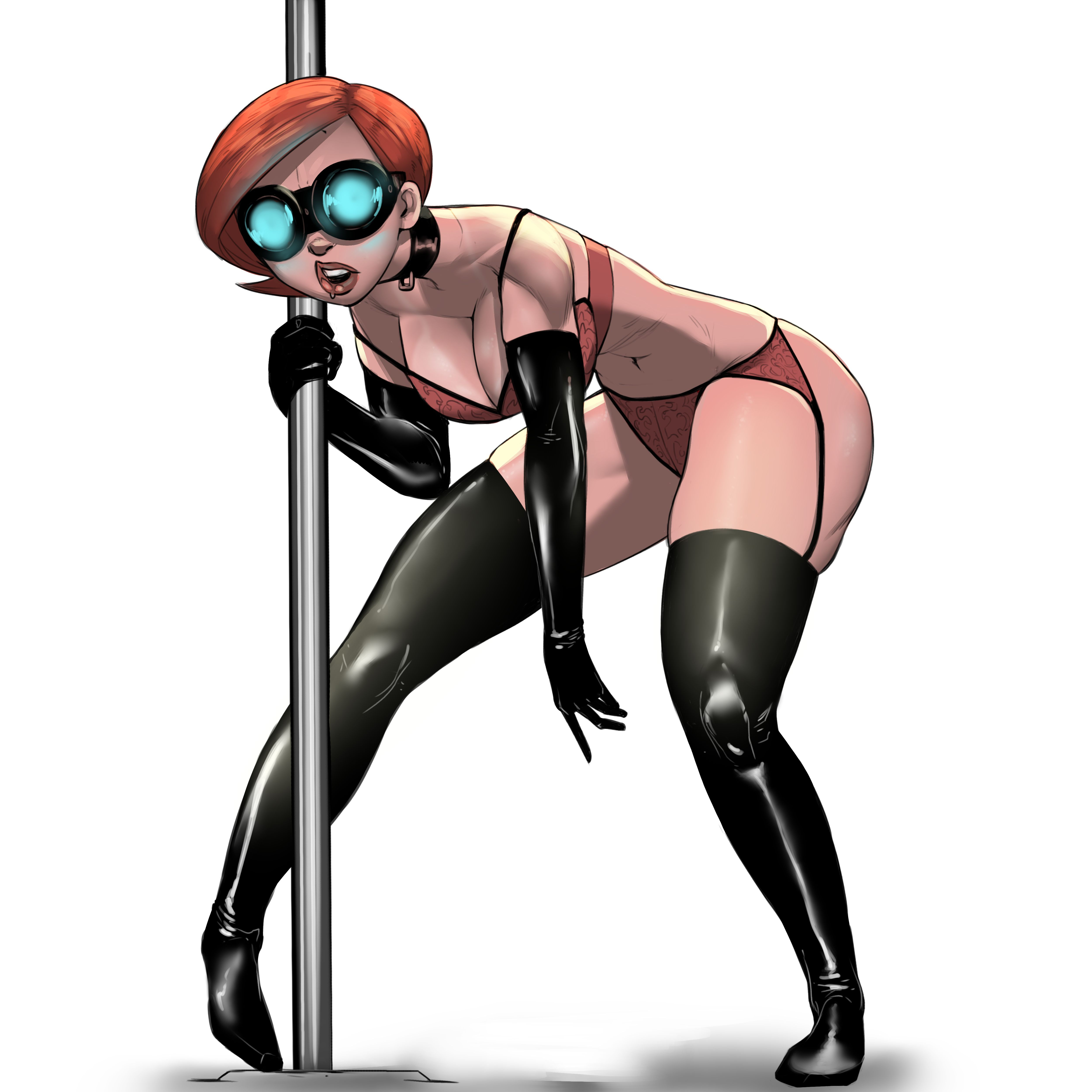 1girls, ass, atomiccreep, big ass, bubble ass, bubble butt, disney, elastigirl, female, female only, helen parr, hypno goggles, latex, lingerie, milf, mind control, pixar, screenslaver, stripper pole, tagme, the incredibles, the incredibles 2, thigh highs, thighhighs, thighs, white background