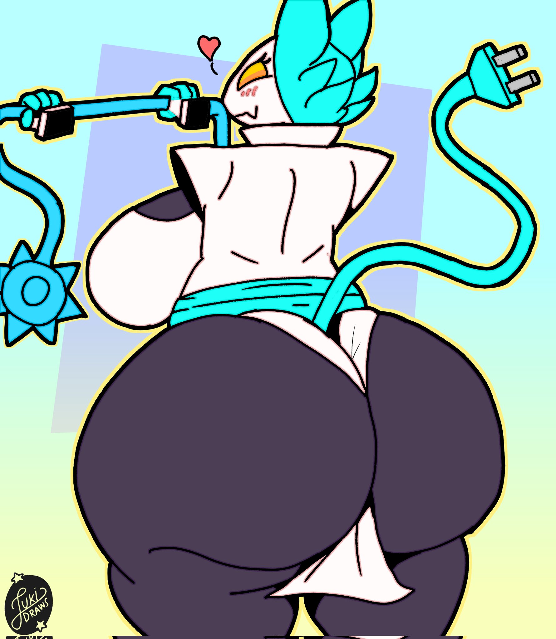 anthro, ass, big breasts, breasts, deltarune, female, furry, juki draws, robot, tagme, tagme (artist), tasque manager (deltarune)