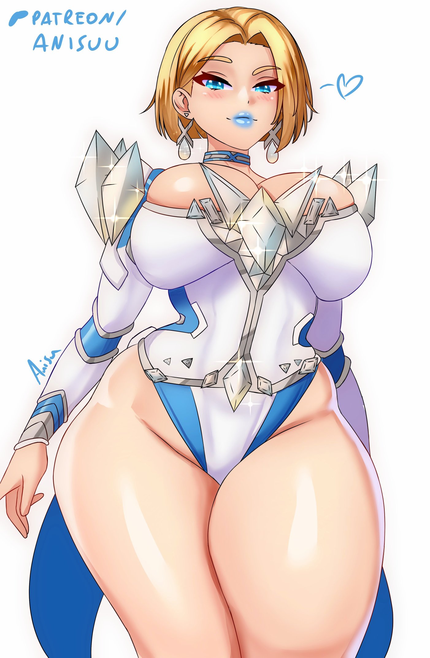 1girls, anisdrawn, big breasts, blonde, blonde female, blonde hair, blonde-haired female, blue eyes, blue lipstick, blush, bob cut, breasts, clothed, clothed female, emma frost, emma frost (marvel rivals), exposed hips, female, female focus, female only, hip cleavage, hips, large boobs, large breasts, light skin, light-skinned female, looking at viewer, marvel, marvel comics, marvel rivals, mature, mature female, solo, solo female, solo focus, thick thighs, thighs, wide hips, x-men