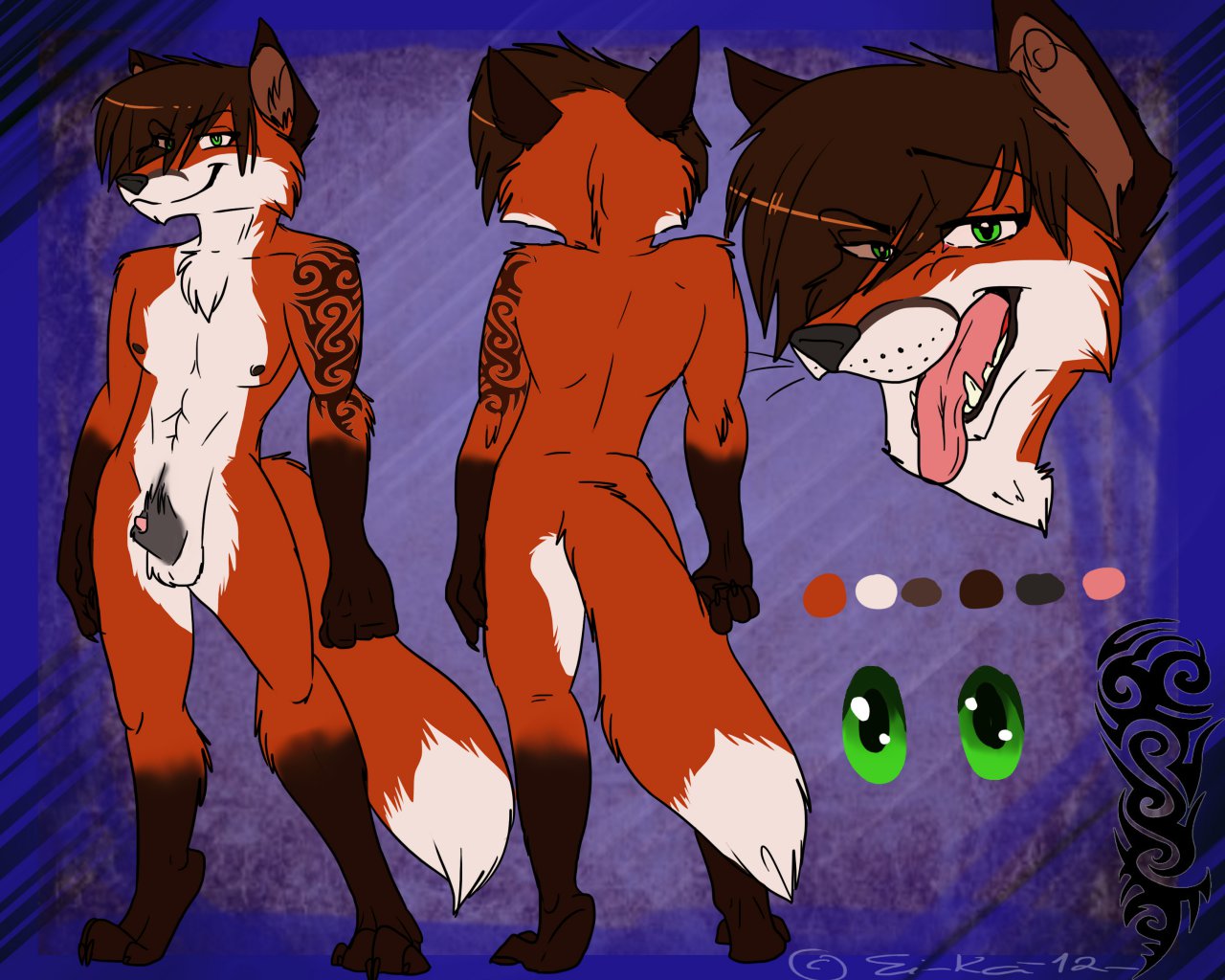 anthro canine fox furry furry_only gradiewoof male male_only nude penis solo