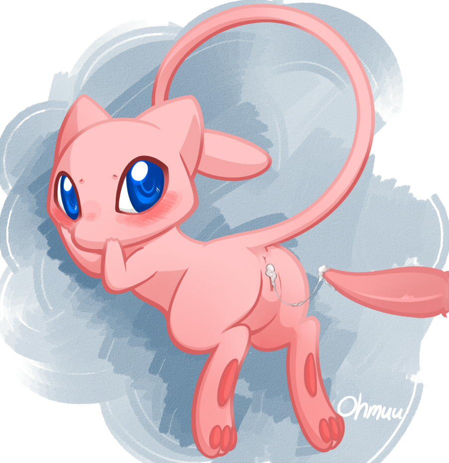 after_sex anus ass blue_eyes blush cum cum_in_pussy cum_inside cum_string cute digitigrade disembodied_penis erection female feral fur hands_on_face hindpaw legendary_pokemon looking_back male mew nintendo nude ohmuu pawpads paws penis pink_fur pokemon pokemon_(species) pussy raised_tail sex straight video_games