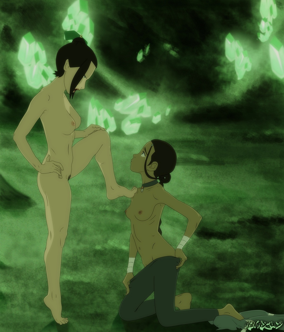 2girls, anaxus, avatar the last airbender, azula, breasts, chocolate and vanilla, clothing, dark skin, dark-skinned female, female, female only, fire nation, human, interracial, katara, multiple females, multiple girls, nickelodeon, nude, pubic hair, pussy, small breasts, tagme, water tribe, yuri
