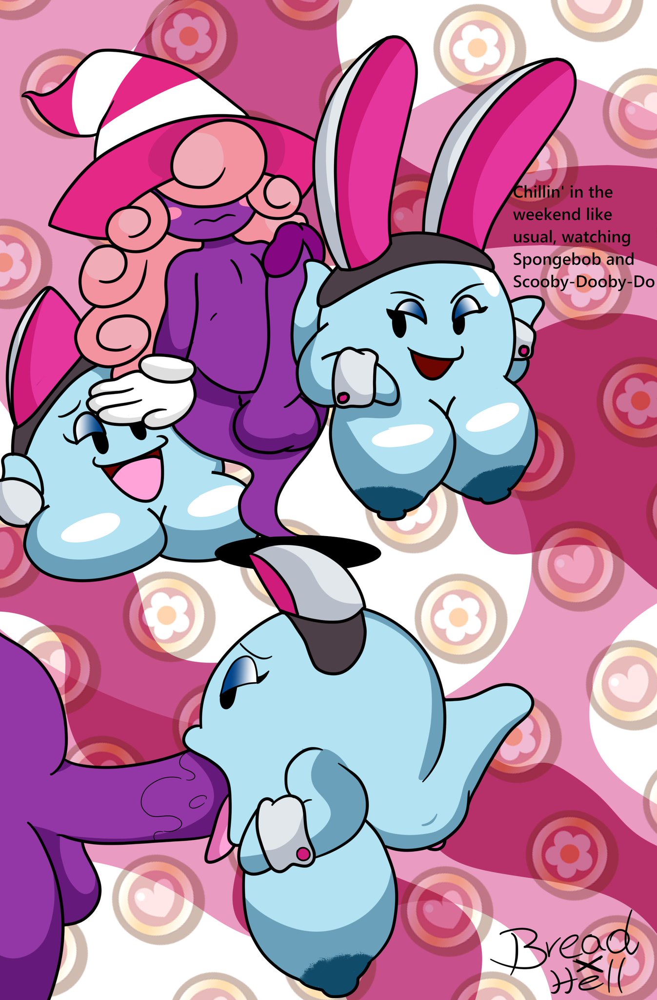 artist_name balls big_breasts big_penis blue_body bodily_fluids boo_(mario) breadxhell breasts clitoris clothing dialogue english_text erection eyelashes fake_cat_ears fake_ears fake_rabbit_ears fellatio female genitals ghost gloves group hair handwear hat headgear headwear hi_res humanoid lahla_(mario) legless male male/female mario_bros nervous nintendo nude nude_female nude_male oral paper_mario paper_mario:_the_thousand_year_door peeka_(mario) penile penis pink_hair purple_body purple_skin pussy saliva saliva_on_penis sex shadow_siren signature smile spirit text tongue tongue_out tongue_out_fellatio trans_(lore) trans_woman_(lore) trio vivian_(mario) vulva waddling_head witch_hat