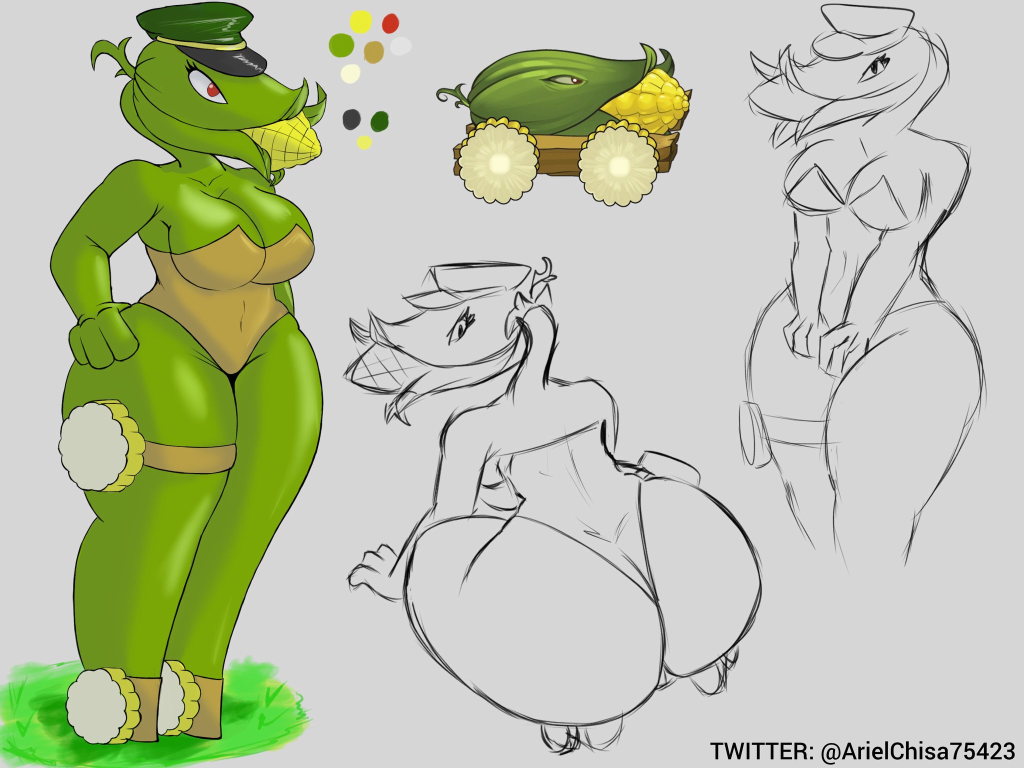 1girls, anthro, anthrofied, arielchisa, arielchisa75423, ass, breasts, cob cannon, female, flora fauna, mighty dx, plant, plant girl, plant humanoid, plantie, plants vs zombies, plants vs. zombies, popcap games, pussy
