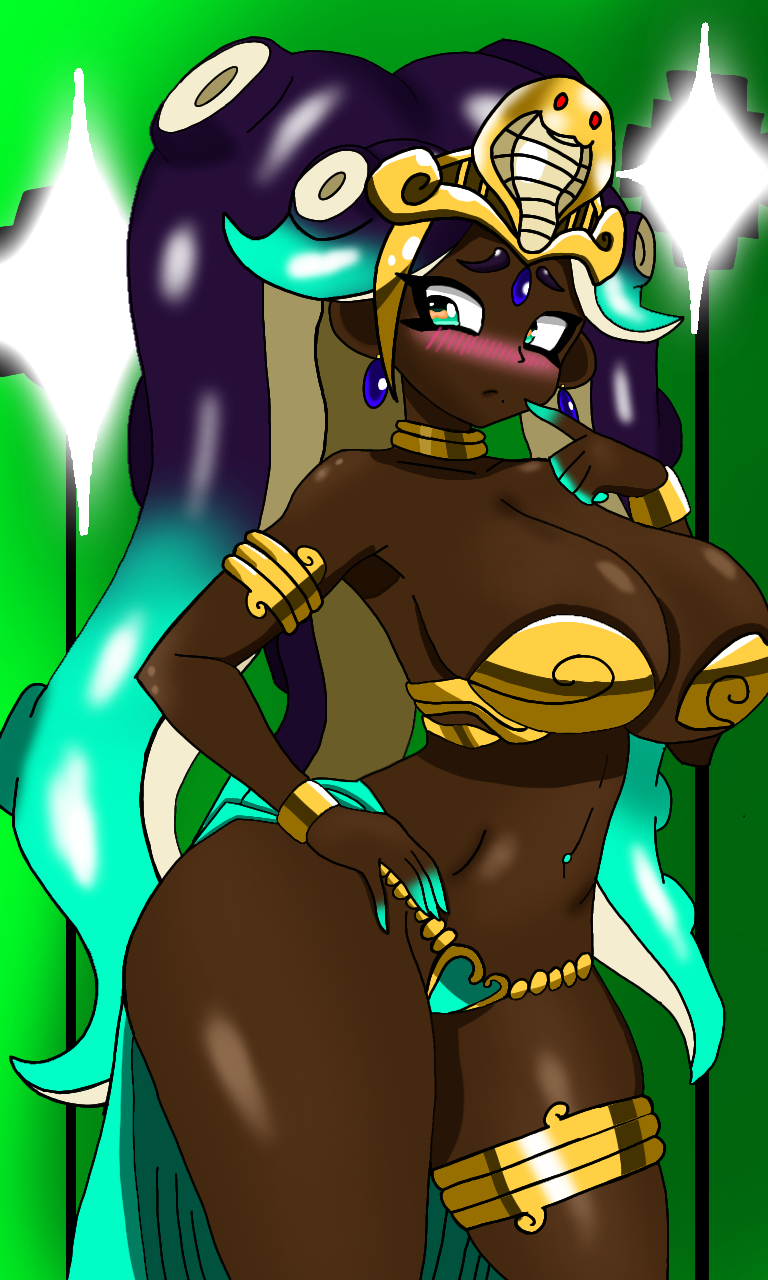 2d 2d_(artwork) 2d_artwork bare_arms bare_legs bare_midriff bare_shoulders bare_thighs beauty_mark beauty_mark_under_mouth belly_button belly_button_piercing belly_dancer belly_dancer_outfit big_breasts big_breasts big_thighs bikini bikini_top blue_ear_piercing blue_ear_ring blue_earring blue_earrings blue_gem blue_gemstone blue_tentacles blush blush blush_lines bra bracelet cleavage cobra_tiara collar dancer dancer_class dancer_girl dancer_outfit dancer_shantae dancing_class_outfit dancing_girl dark_skin dark_skinned_female double_d double_ds ear_piercing ear_ring earring earrings eyelashes gem gem_on_forehead gemstone gold_(metal) gold_bikini gold_bikini_top gold_bra gold_bracelets gold_collar gold_jewelry gold_thigh_ring gold_thighlet gold_tiara golden_bikini golden_bikini_top golden_bra golden_bracelet golden_bracelets golden_collar golden_thigh_ring golden_tiara green_eyes green_fingernails green_fingers green_heart_pasties green_loincloth green_piercing green_screen green_tentacles half_naked harem harem_girl harem_jewelry harem_outfit heart-shaped_pasties heavy_breasts heavy_thighs highlights highlights_(coloring) hourglass_figure hourglass_figured_female idol inner_sideboob large_boobs large_breasts large_thighs loincloth looking_away looking_away_from_viewer marina_(splatoon) midriff navel navel_piercing octoling octoling_girl octopus octopus_girl octopus_humanoid octopus_tentacle octopus_tentacles off_the_hook_(splatoon) outer_sideboob overboob photoshoot pierced_belly_button pierced_navel piercing sideboob slave slave_bikini slave_collar slave_outfit slavegirl splatoon splatoon_(series) splatoon_2 splatoon_3 splatoon_3:_side_order studio studio_lights tanline_island tentacle tentacle_hair thick_thighs thigh_ring thigh_strap thighlets tiara underboob video_game video_game_character video_game_franchise video_games wide_hips