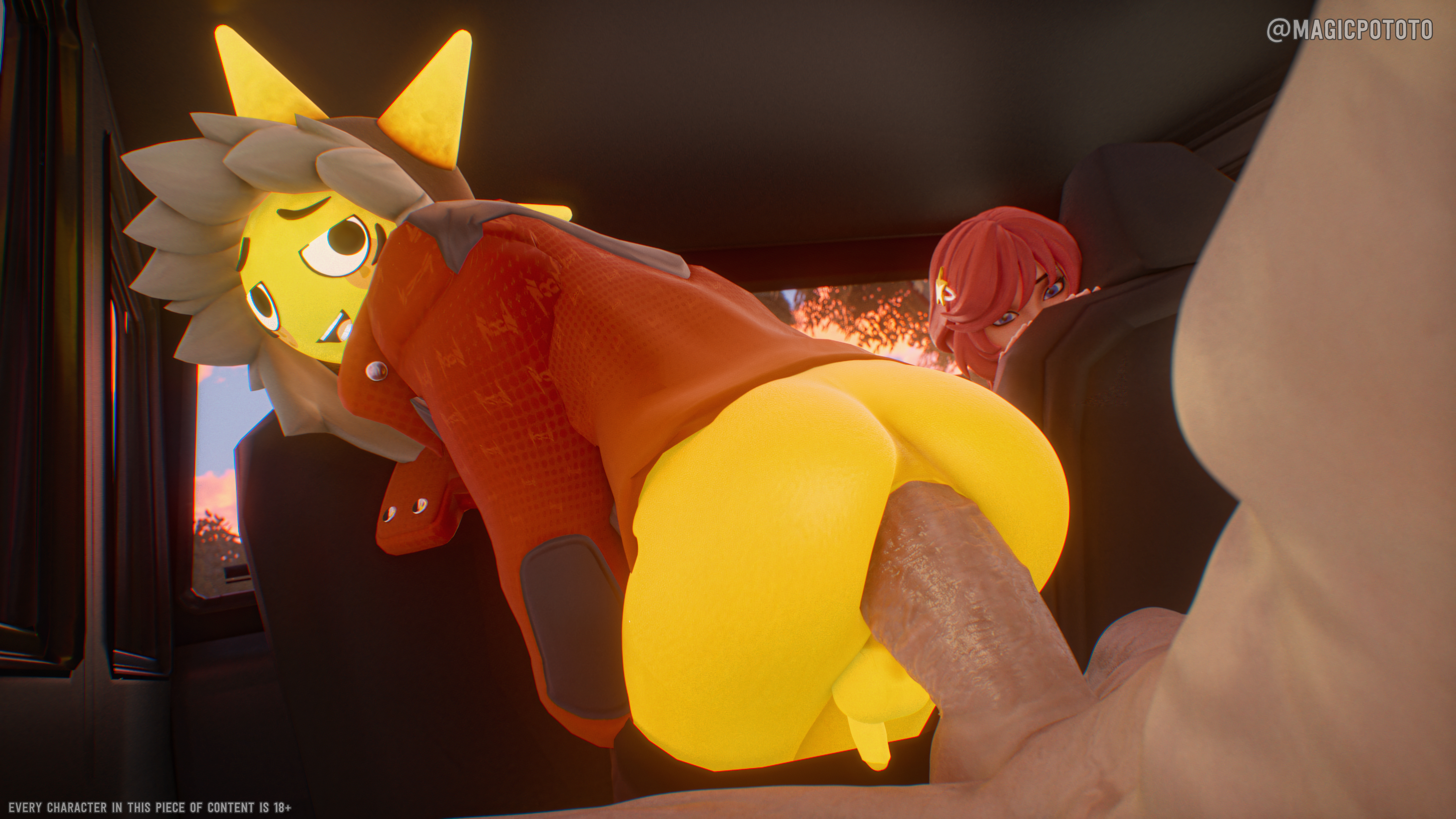 1girls, 2male, 3d, 3d (artwork), 4k, anal, anal sex, big dick, big dom small sub, big penis, black eyes, blender, blue eyes, car sex, elemental creature, elemental humanoid, epic games, female, fortnite, gay, glowing body, hoodie, humanoid, looking at another, magicpototo, male, male/male, outdoors sex, pants down, partially clothed, penis, pink hair, public sex, size difference, skye (fortnite), small penis, spectators, sunspot (fortnite), sweat