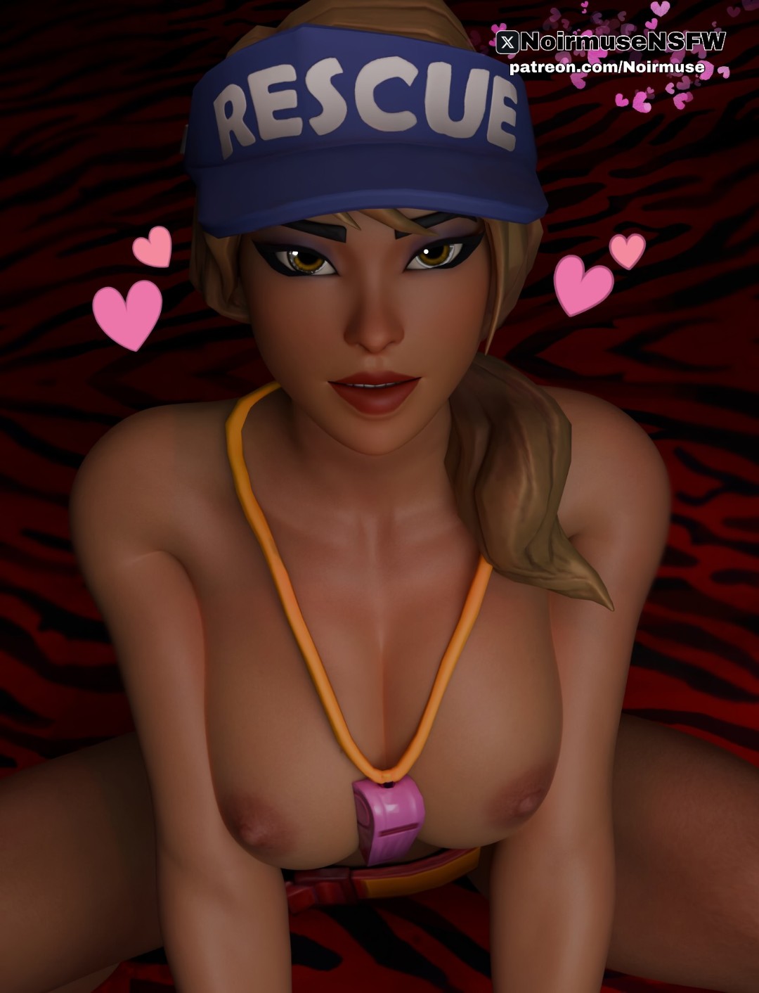 amber eyes, big breasts, blonde hair, breasts, female, fortnite, fortnite: battle royale, noirmusensfw, nude, nude female, ponytail, seductive, seductive look, sun strider