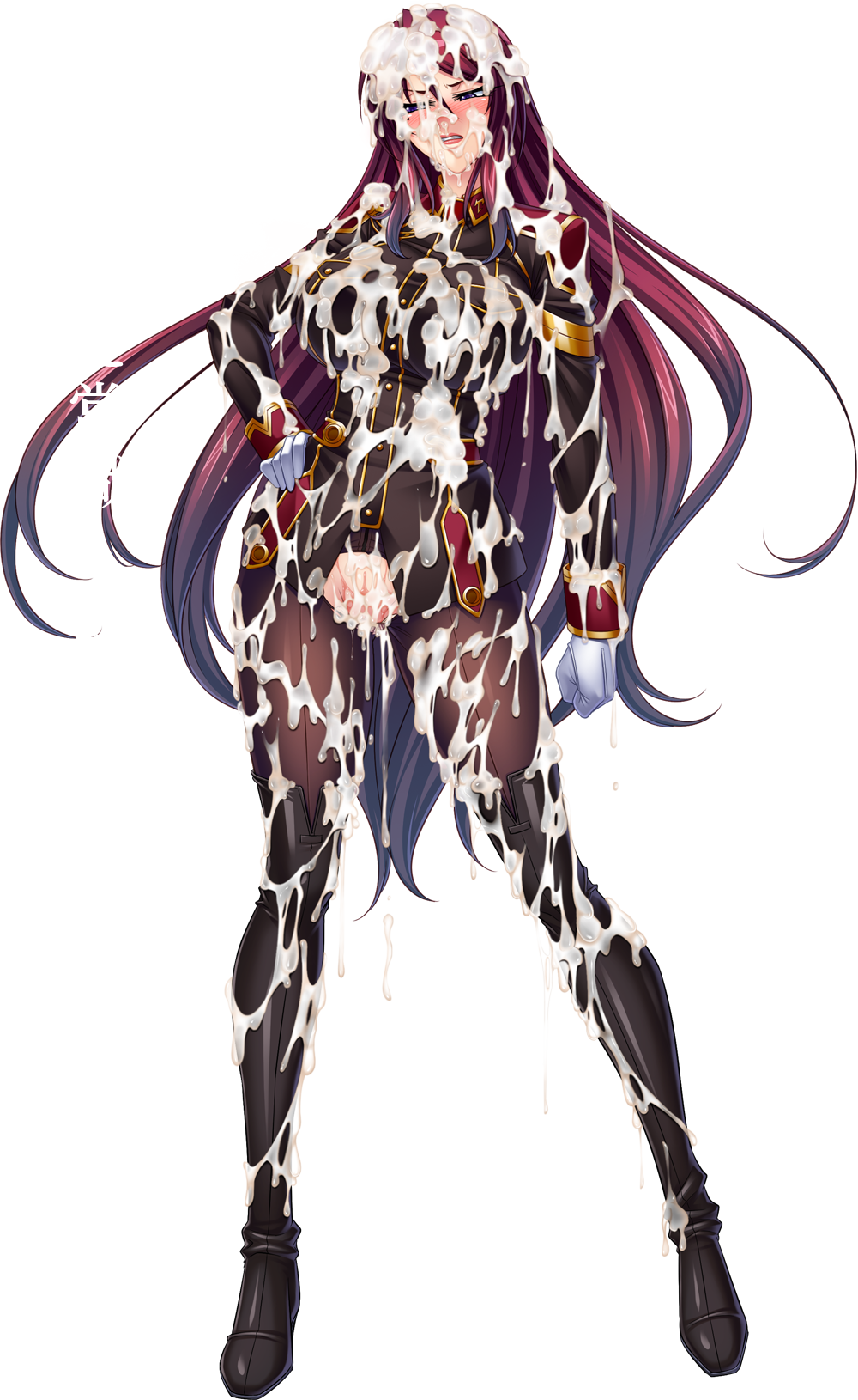 beatrice_kushan boots breasts bukkake censored covered_in_cum cum cum_in_pussy cum_on_body cum_on_breasts cum_on_clothes cum_on_hair cum_on_lower_body cum_on_upper_body exposed_pussy facial gloves kagami kangoku_senkan kangoku_senkan_3 large_breasts lilith-soft pussy pussy_cutout transparent_background uniform uniform_top