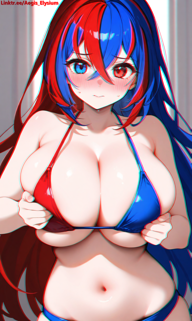 1girls aegis_elysium ai_art ai_generated alear_(fire_emblem) alear_(fire_emblem)_(female) arms_behind_back big_breasts bikini blue_bikini blue_bra blue_eyes blue_hair blue_panties blush blushing_at_viewer breasts cleavage dress female female_focus fire_emblem fire_emblem_engage gem gloves grabbing_breast grabbing_breasts hair_ornament headpiece highres holding_breast holding_breasts huge_breasts indoors jewelry large_breasts long_hair looking_at_viewer multicolored_bikini multicolored_bra multicolored_eyes multicolored_hair navel nintendo panties red_bikini red_bra red_eyes red_hair room shy sitting sitting_on_bed smile solo solo_focus thick thick_breasts thick_thighs thighhighs thighs tiara undressing very_long_hair wall wall_(structure) watermark window windows