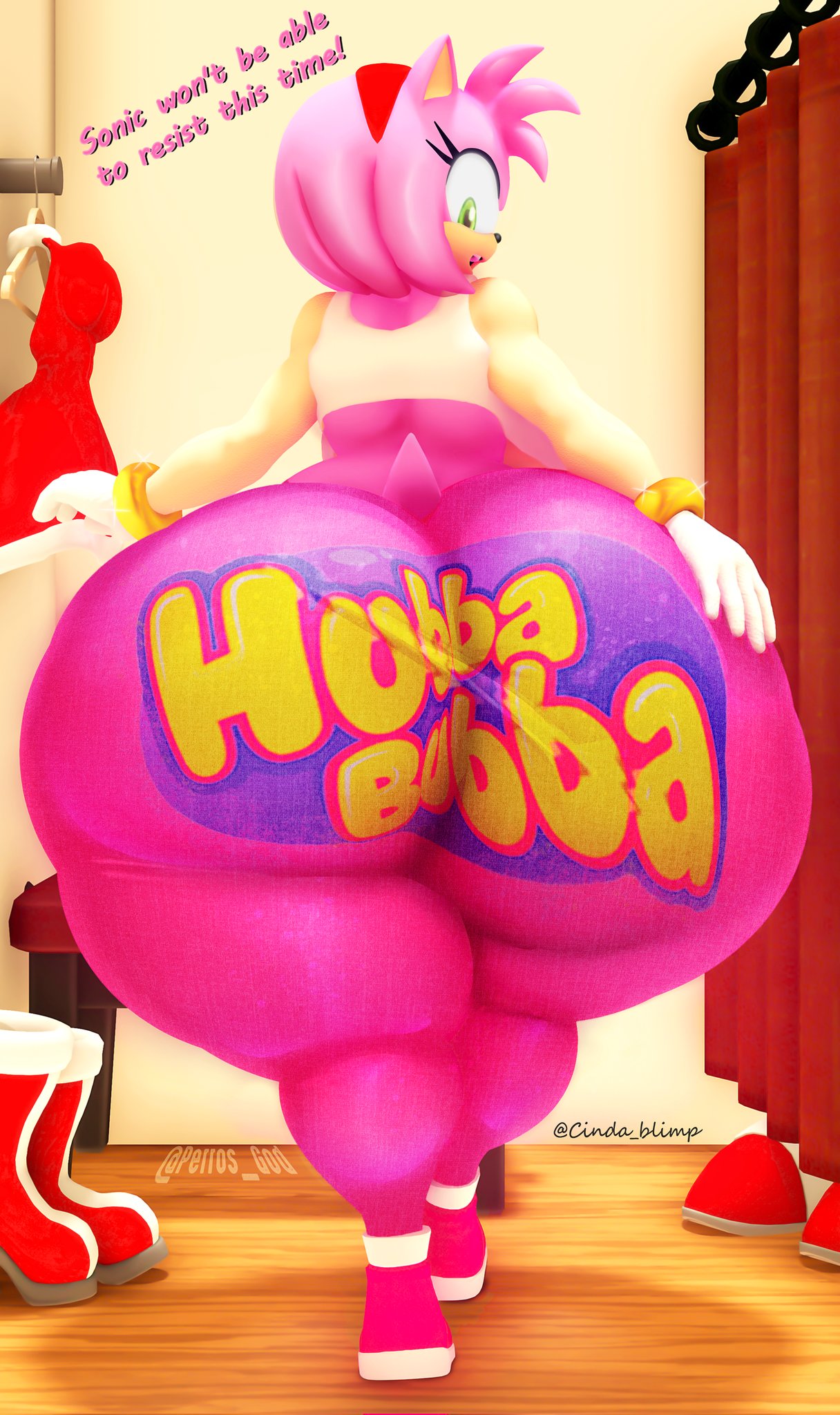 3d, amy rose, anthro, ass, ass focus, back view, big ass, branded clothes, cindablimp, dumptruck ass, eulipotyphlan, female, female only, gigantic ass, green eyes, headband, hedgehog, hubba bubba, hubba bubba bubble butt, huge ass, hyper ass, large ass, looking back, novelty pants, perros god, pink hair, sega, sonic (series), thick thighs, thunder thighs, wide hips
