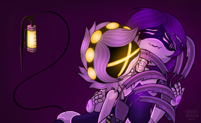 biting, canon couple, female, glitch productions, murder drones, n (murder drones), neck bite, neck biting, oil, shoulder bite, tagme, uzi (murder drones)