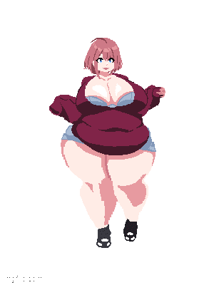 animated ass_expansion belly_expansion breast_expansion hazel_(indulgences) indulgences pixel_art tight_clothing
