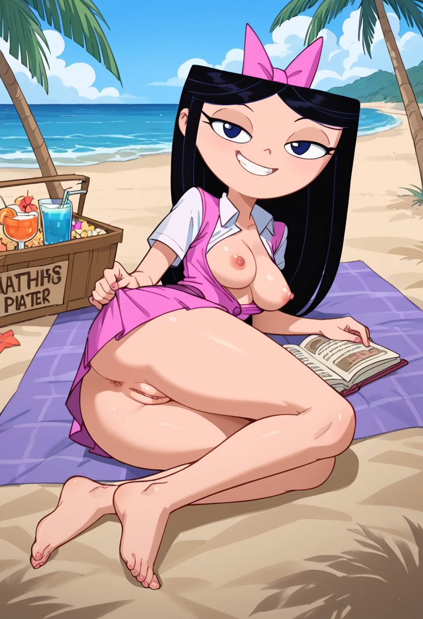 1girls, ai generated, ai generated background, ass, beach, big ass, big booty, big breasts, big butt, book, breasts, breasts out, civitai, disney, disney channel, female, female only, isabella garcia-shapiro, nipples, phineas and ferb, pussy, seductive, seductive look, seductive smile, tagme, thick thighs, thighs, thinfal, titties, vagina