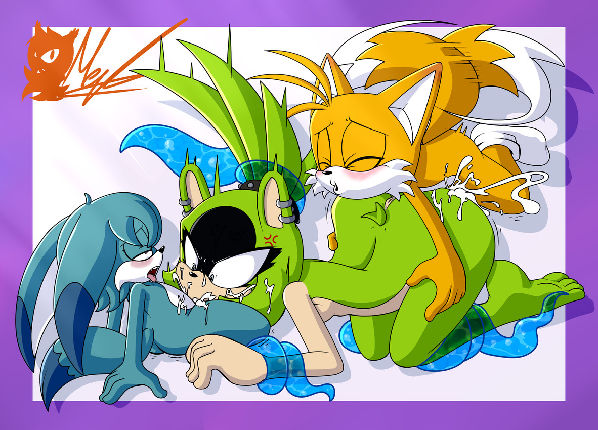 2 tails, 2d, anthro, anthro on anthro, anthro penetrated, anthro penetrating, anthro penetrating anthro, breasts, canid, canine, cum, cum in mouth, female, fox, idw comics, idw publishing, kitsunami the fennec, mammal, meyk, miles tails prower, mobian, mobian (species), mobian tenrec, sega, sonic (series), sonic the hedgehog (comics), sonic the hedgehog (idw), sonic the hedgehog (series), surge the tenrec, tagme, tails, tails the fox