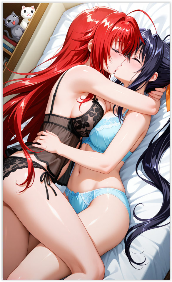 2girls ai_generated akeno_himejima female girl_on_girl high_school_dxd lesbian_couple lesbian_domination lesbian_focus lesbian_kiss lesbian_sex rias_gremory rias_x_akeno yuri