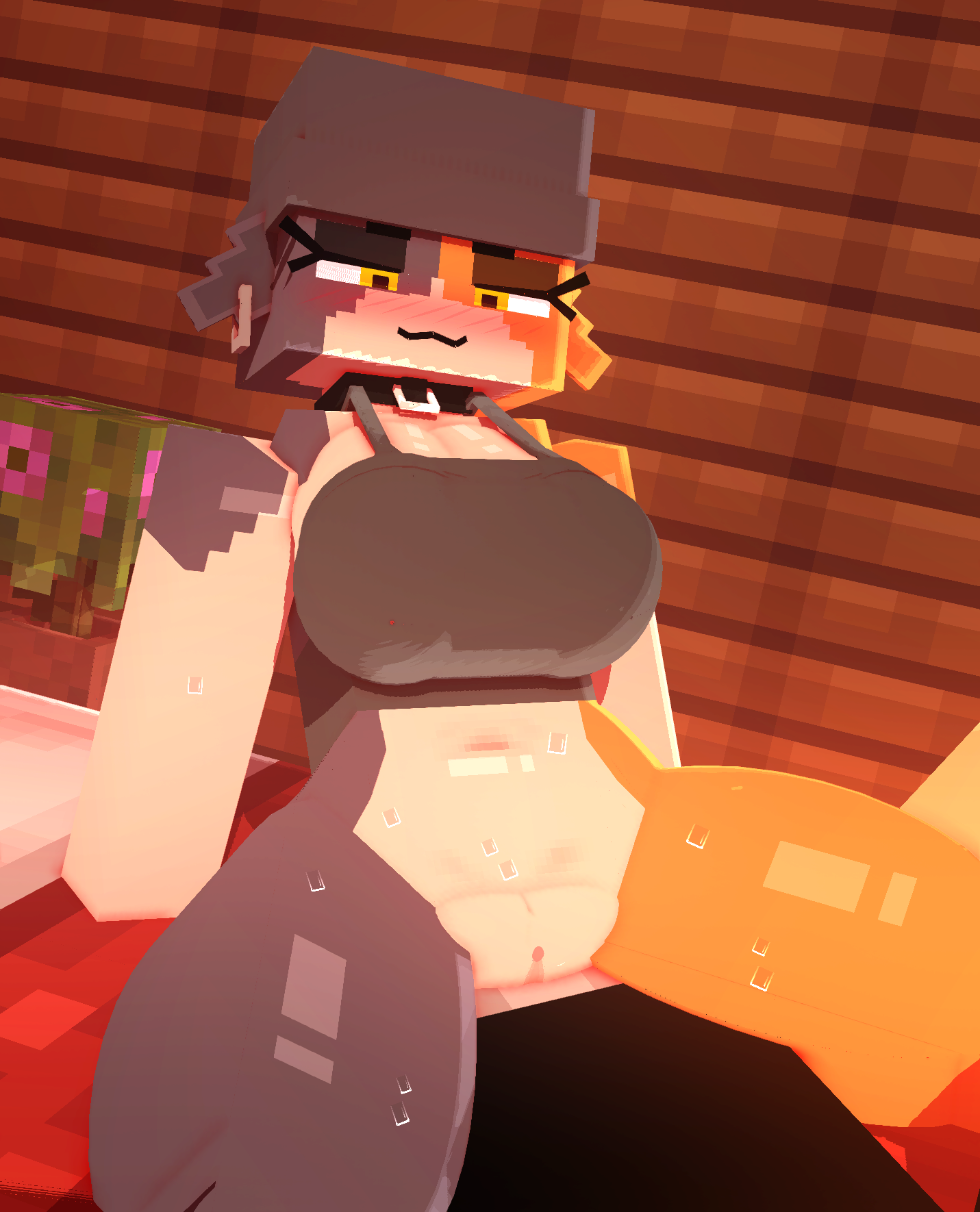 1boy, 1girls, 2025, 3d, animal humanoid, anon, anonymous male, anthro, big breasts, blush, bottomless, bottomless female, breasts, coresvoid, curvy, curvy body, curvy female, curvy figure, curvy hips, digital media (artwork), domestic cat, down view, embarrassed, epic games, felid, feline, felis, female, fortnite, fur, genitals, hi res, horny, horny female, humanoid, looking at viewer, looking down, looking down at viewer, male, mammal, meow skulls (fortnite), microsoft, mine-imator, minecraft, mojang, on top, open mouth, panties, pierced ears, pierced tongue, piercing, pussy, simple background, solo, solo female, sweat, sweatdrop, sweater, sweating, sweaty, sweaty body, tank top, xbox game studios, yellow eyes