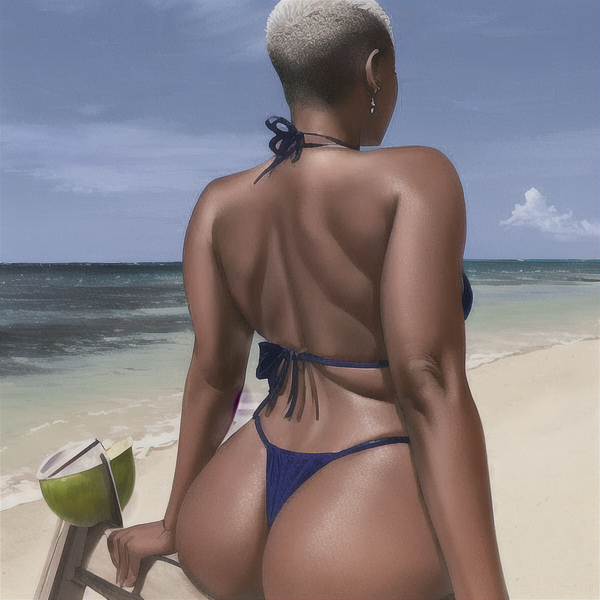 1girls ai_assisted ai_generated ass ass ass_focus back back_view backboob beach beach_background big_ass big_butt bikini bikini_bottom bikini_top bleached_blonde_hair blonde_hair blue_bikini blue_clothing blue_sky blue_swimsuit bottom_heavy bottomless_female butt_focus cloud clouds coconut coconut_drink curvaceous curvaceous_female curvaceous_figure curves curvy curvy_body curvy_female curvy_figure curvy_hips dark-skinned_female dark_skin dyed_hair ear_piercing ear_ring earrings elbows facing_away facing_away_from_viewer fat_ass fat_butt female female female_focus female_human female_only from_behind hips huge_hips jamaican large_ass large_butt leaning_on_object looking_away magnumdawn massive_hips ocean outdoors outside piercing platinum_blonde_hair rear_view sea seaside shaved_head short_hair short_hair_female sideboob skimpy skimpy_bikini skimpy_clothes skimpy_outfit sky solo solo_female solo_focus stable_diffusion swimsuit swimwear water wide_hips