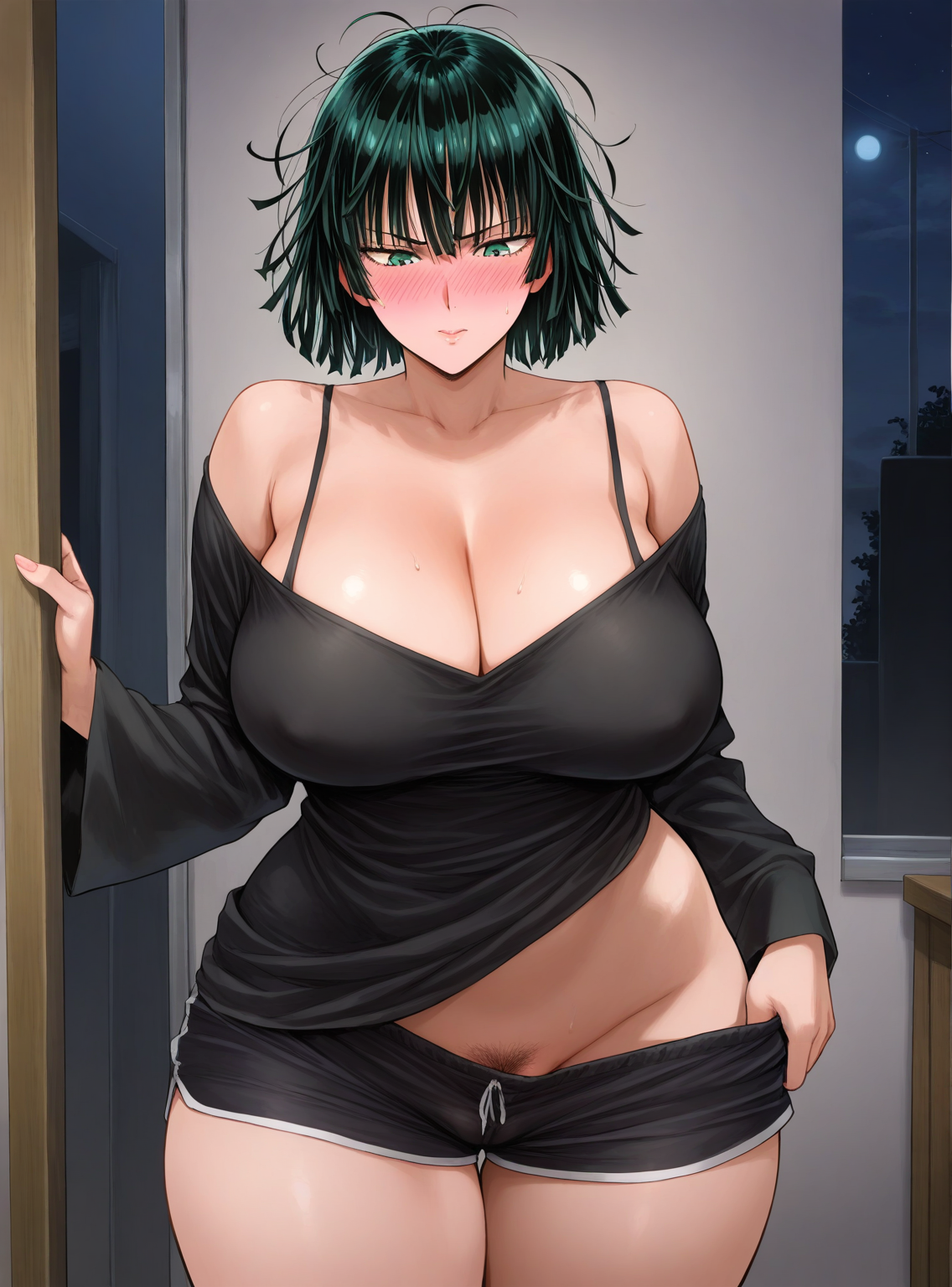 ai generated, big breasts, breasts, female, fubuki (one-punch man), one-punch man, pubic hair, undressing