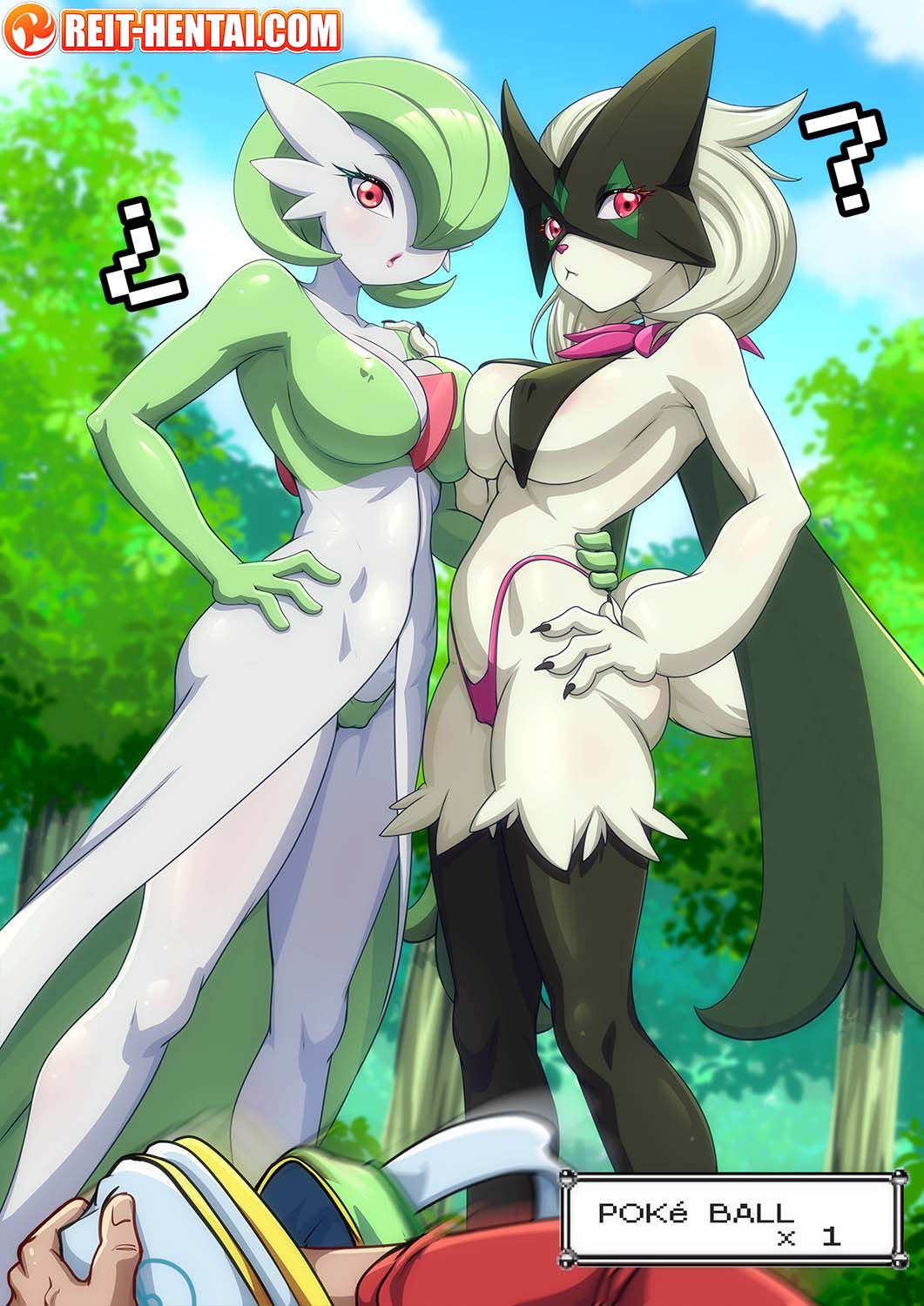 bikini cat_ears cat_tail catgirl furry gardevoir gijinka meowscarada pokemon pokemon_species reit tagme watermark