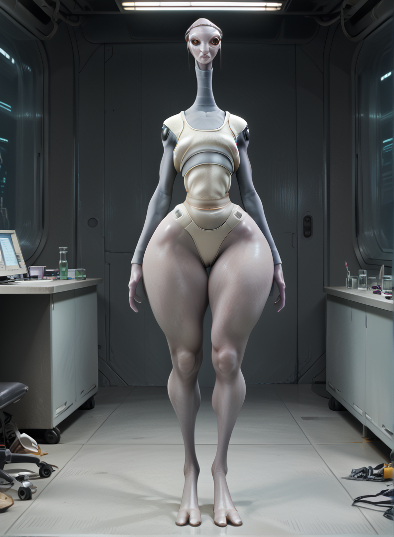 1girls 3d alien alien_girl alien_humanoid alien_only arms_at_sides attack_of_the_clones bald bald_female barefoot big_ass black_sclera blue_clothing blue_shirt bottom_heavy bottomless brown_eyes clone_wars disney female female_focus female_humanoid female_only full_body futuristic grey_body grey_skin hips huge_hips humanoid indoors inside interior kaminoan laboratory long_neck long_sleeves looking_at_viewer magnumdawn massive_hips no_pants non-human non-human_only pale_skin pale_skinned_female panties photorealistic plantigrade pony_diffusion_xl science_fiction sleeves small_waist solo solo_female solo_focus stable_diffusion standing star_wars star_wars:_the_clone_wars tall tall_female taller_female taller_girl taun_we thick_thighs thighs thin_waist white_clothing white_panties wide_hips