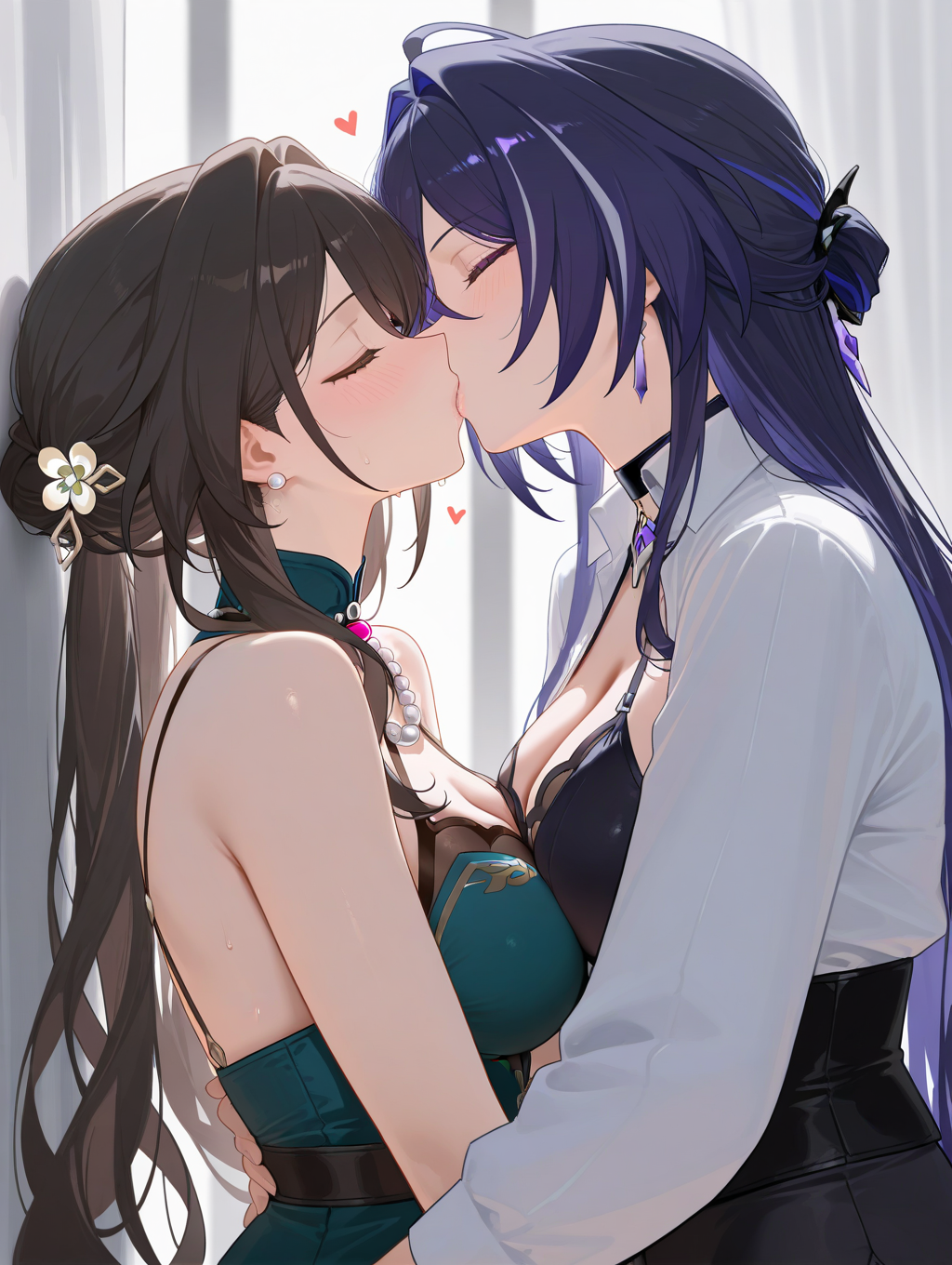 2girls acheron_(honkai:_star_rail) ai_generated gotsuura honkai:_star_rail honkai_(series) hoyoverse kissing lesbian_kiss ruan_mei_(honkai:_star_rail) yuri