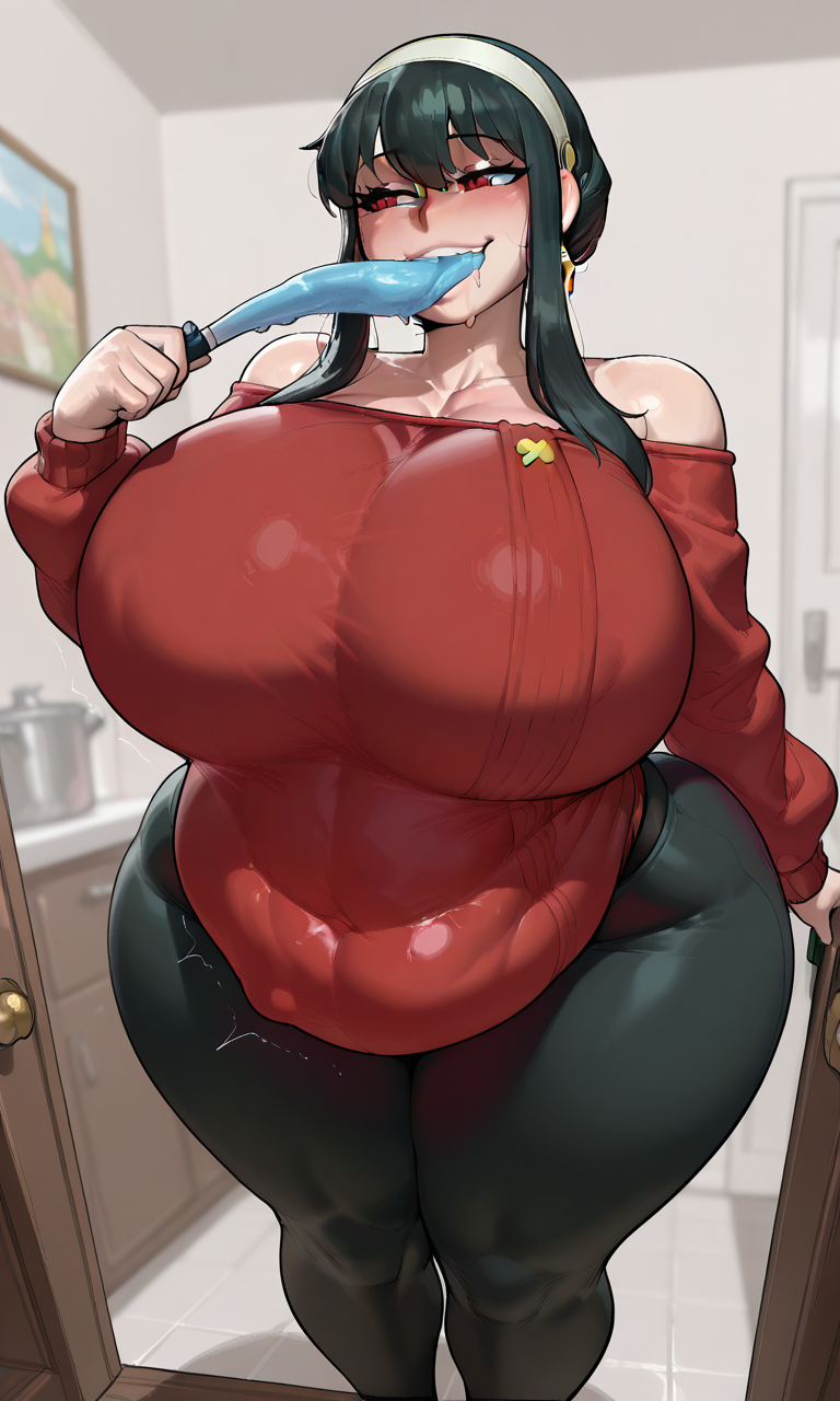 ai_generated big_ass big_belly big_belly_bulge big_breasts curvy huge_ass huge_breasts implied_vore sleepyshark spy_x_family swallowed_whole swallowing thick_thighs voluptuous vore vore_belly yor_briar yor_forger