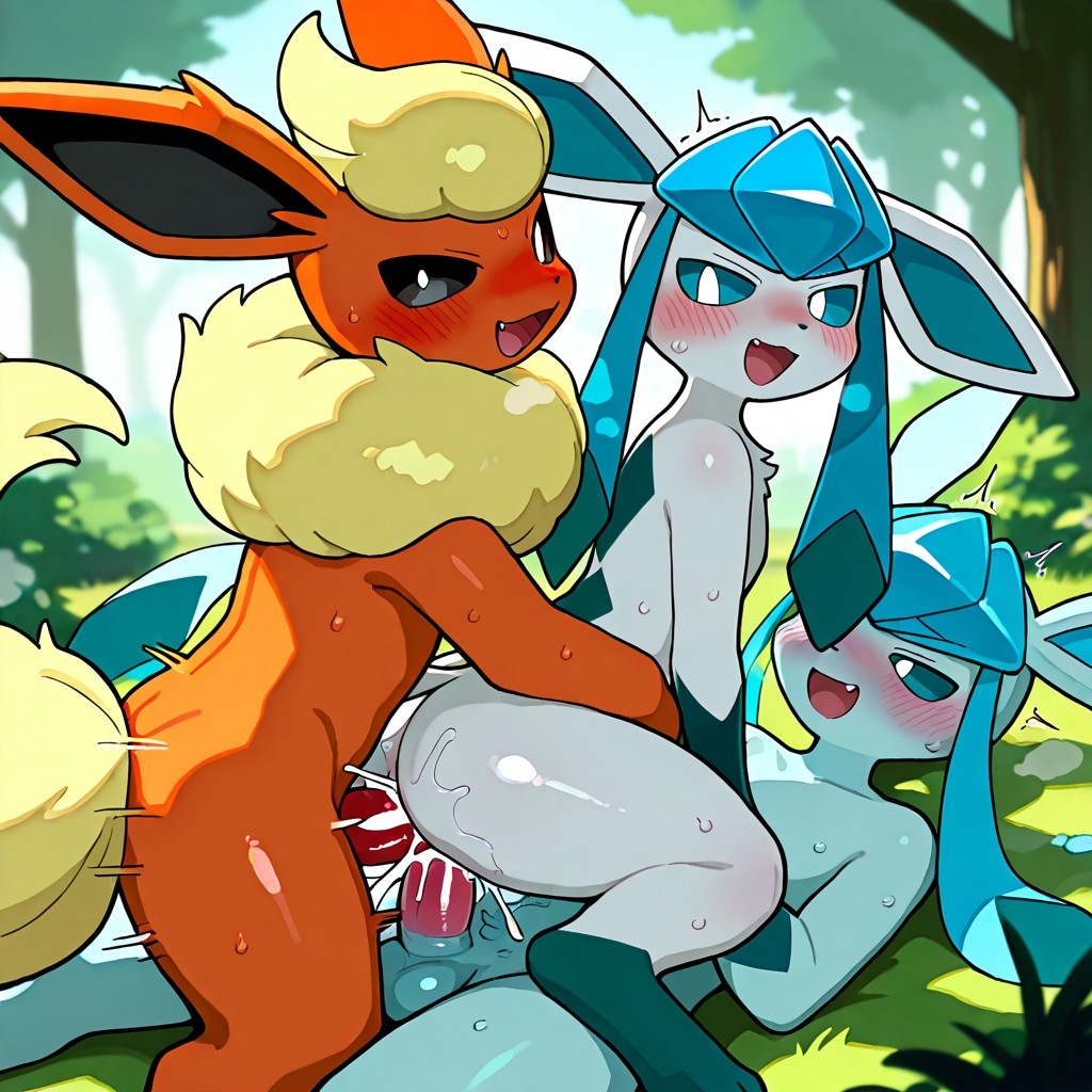 flareon glaceon pokemon threesome