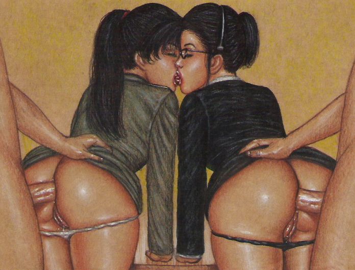 2boys, 2girls, anal, anal sex, anus, ass, bisexual female, capcom, closed eyes, crossover, doggy style, edithemad, female, foursome, glasses, headset, human, ingrid hunnigan, kissing, konami, male, mei ling (metal gear solid), metal gear, metal gear solid, multiple females, multiple males, office lady, panties down, partial male, pussy, pussy juice, resident evil, sex, skirt lift, straight, tongue, yuri